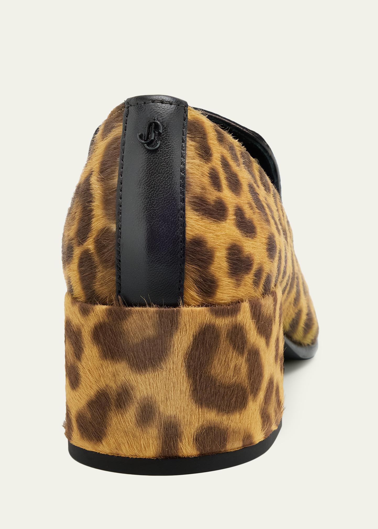Jimmy Choo Brown Leopard Print Suede Slip-On Loafers Jimmy Choo - Avenue Leopard Printed Suede Flat Sandal main image 2