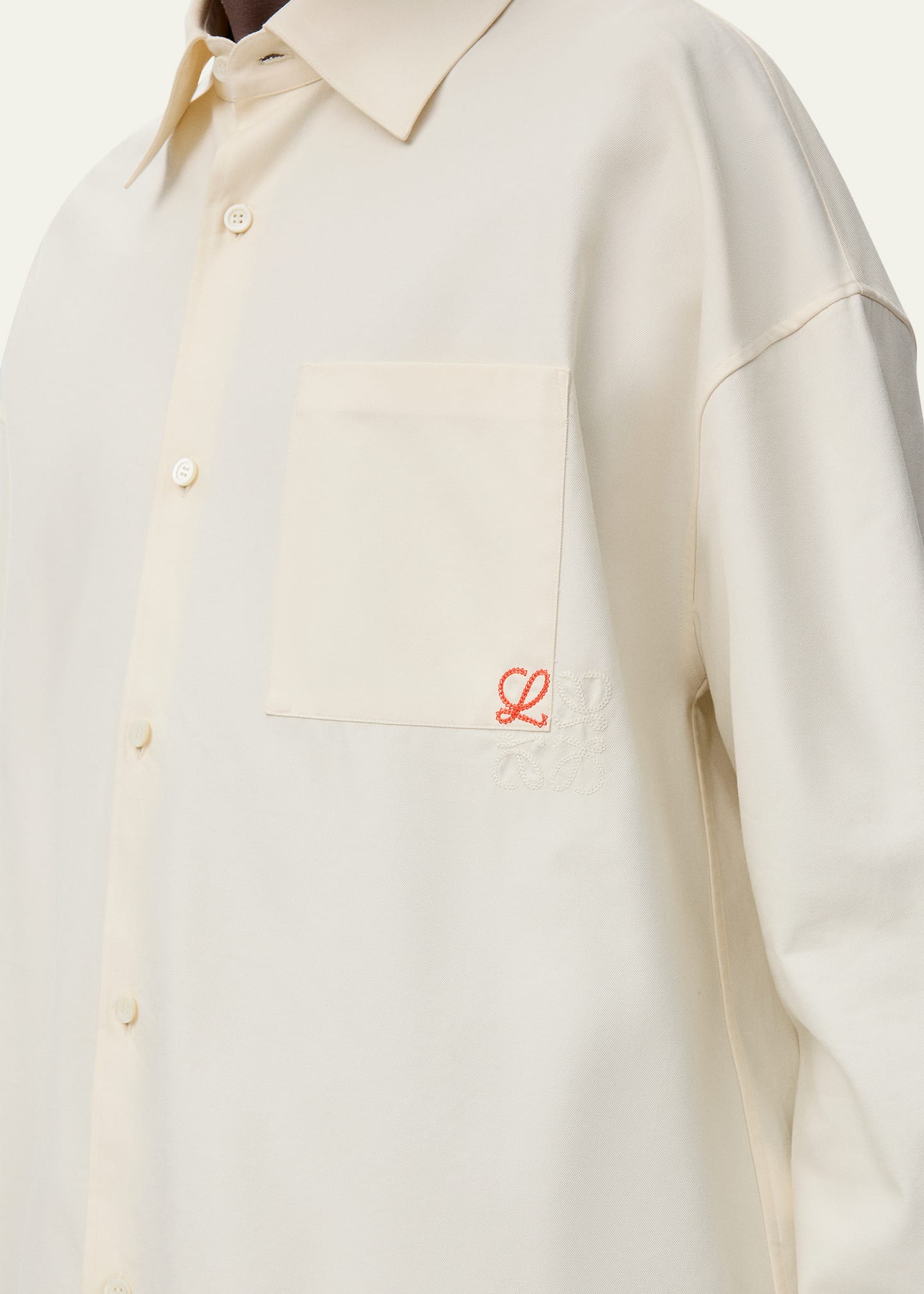Loewe Men's Embroidered Anagram Pocket Button-Down Shirt