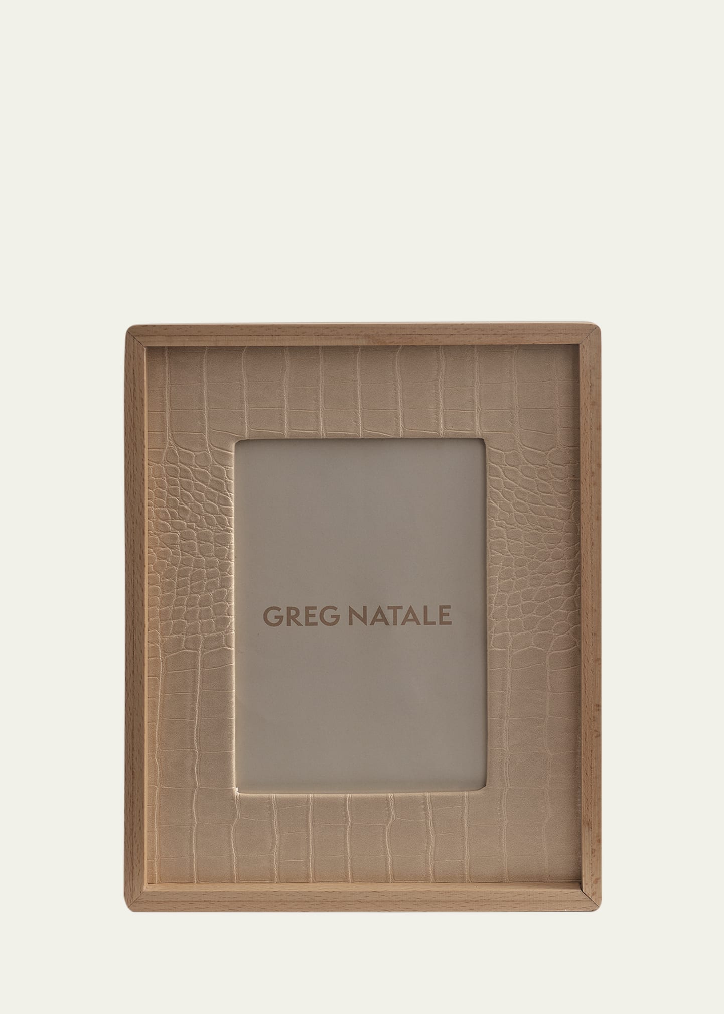 Greg Natale Terreno Wood & Croc-Embossed Vegan Leather Frame, 5" x 7"