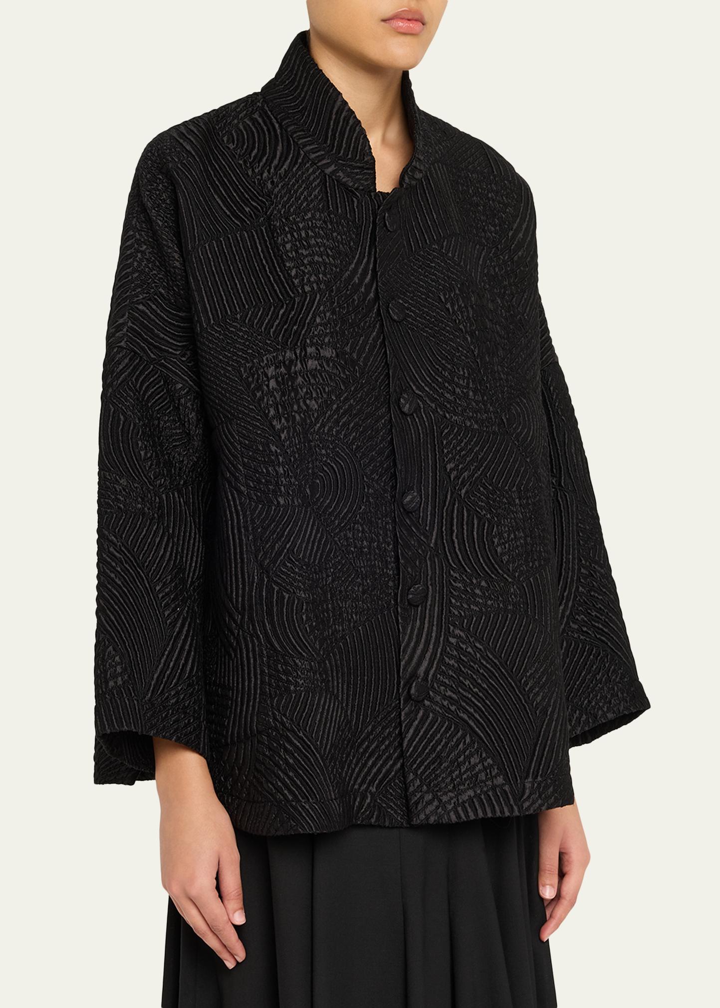 Eskandar Silk Wool Mix Chinese Imperial Jacket With Chinese Collar