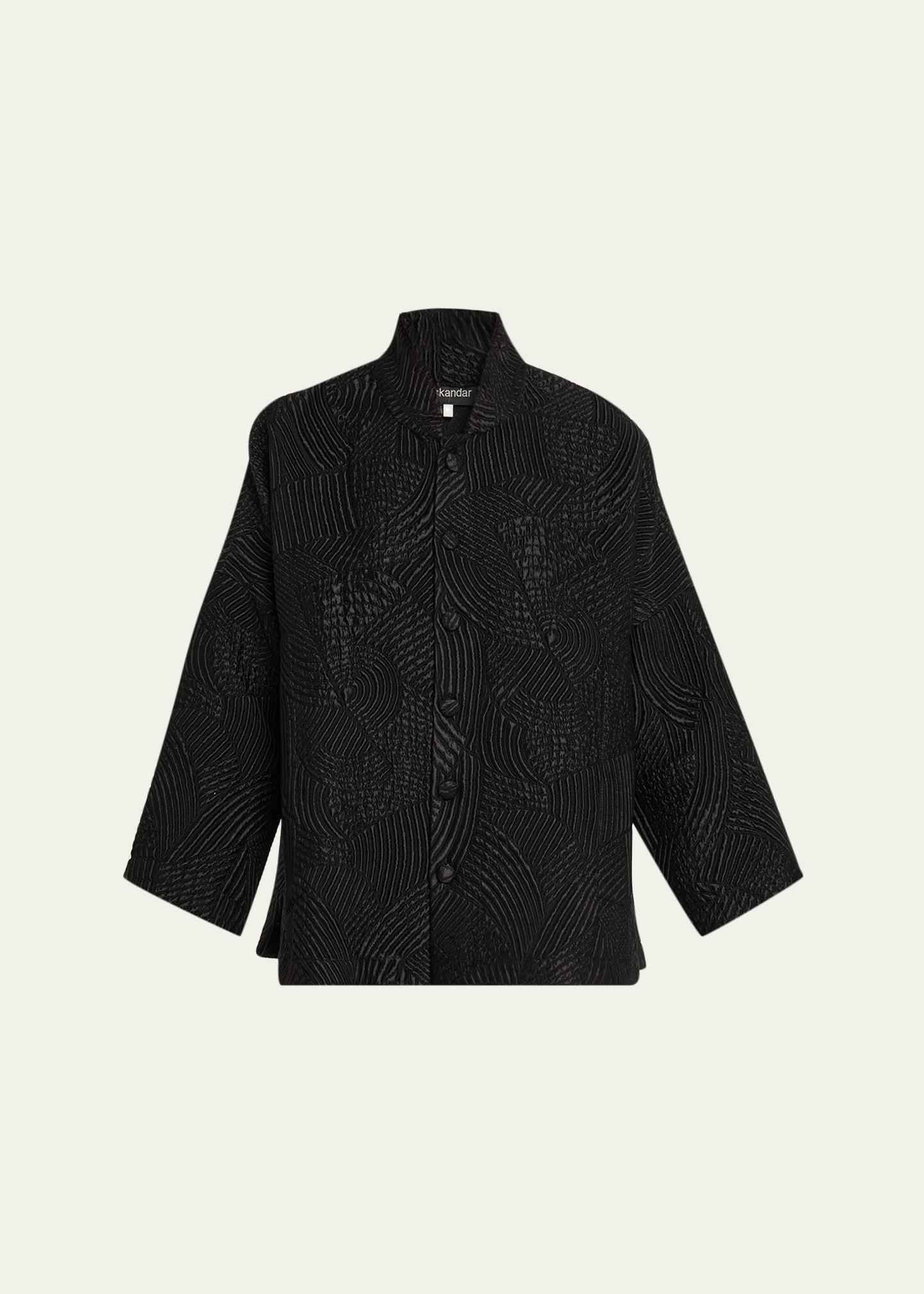 Eskandar Silk Wool Mix Chinese Imperial Jacket With Chinese Collar