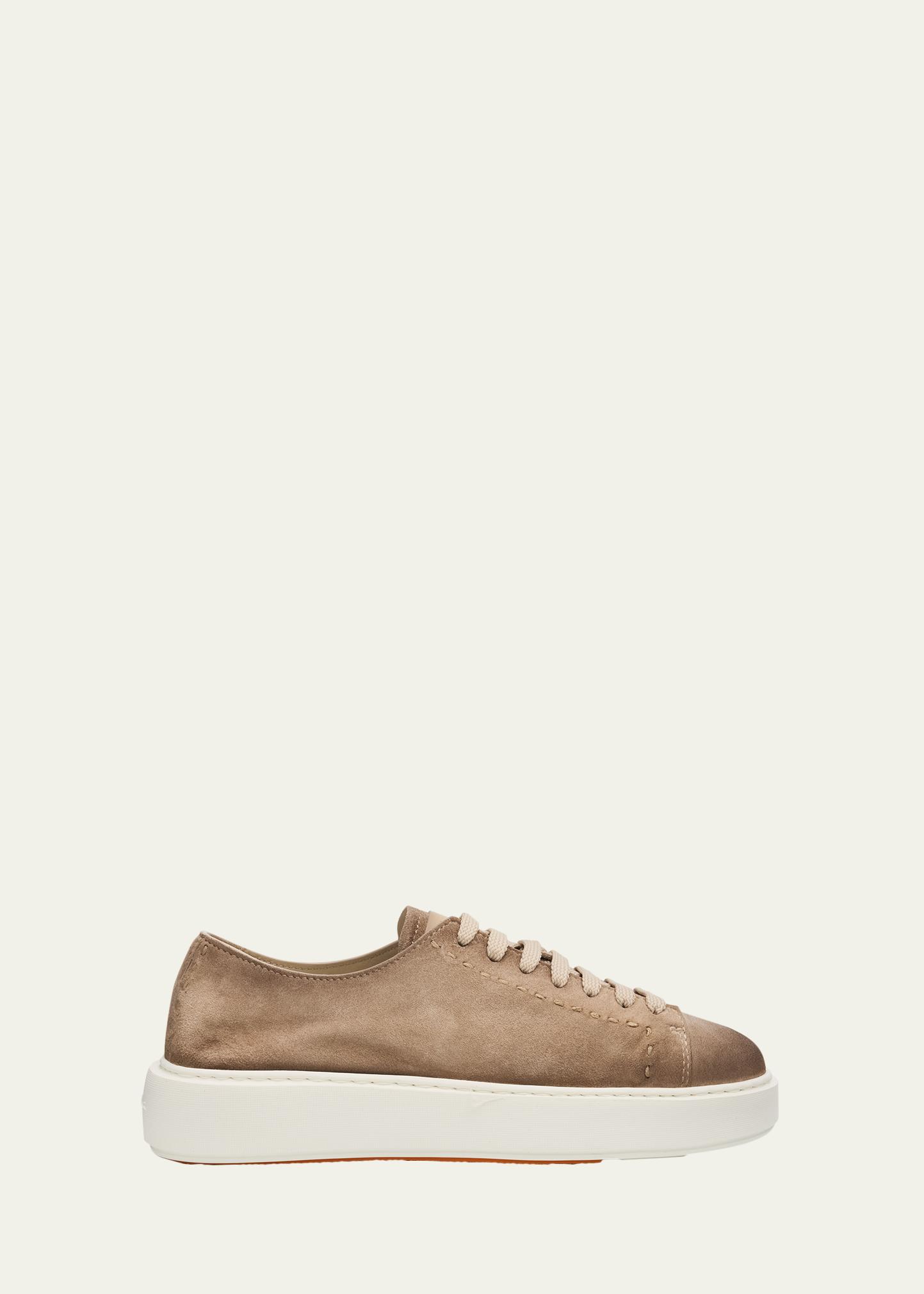 Santoni Clean Icon Suede Low-Top Sneakers