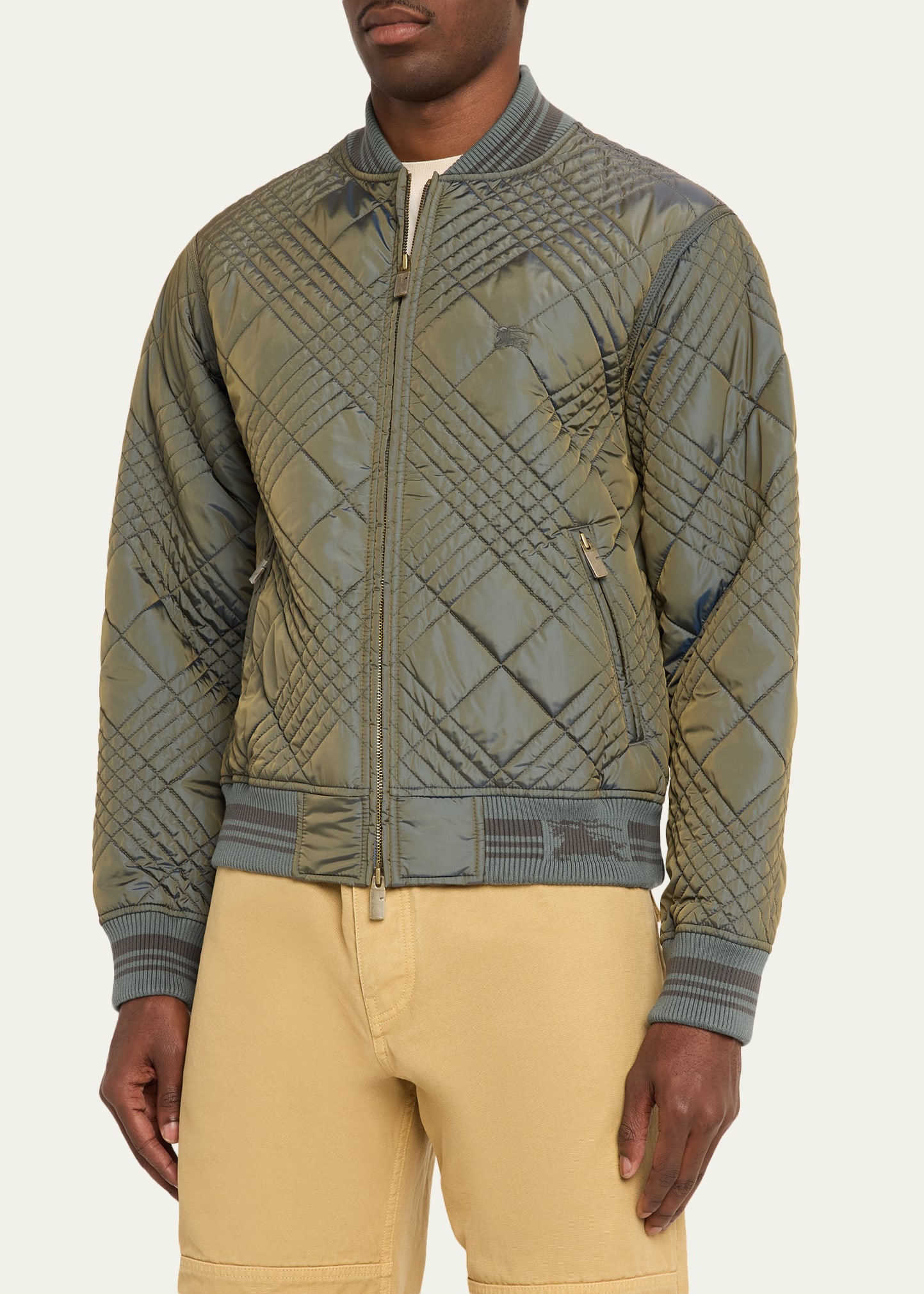 Burberry Men's Rakewood Micro Check-Stitch Bomber Jacket