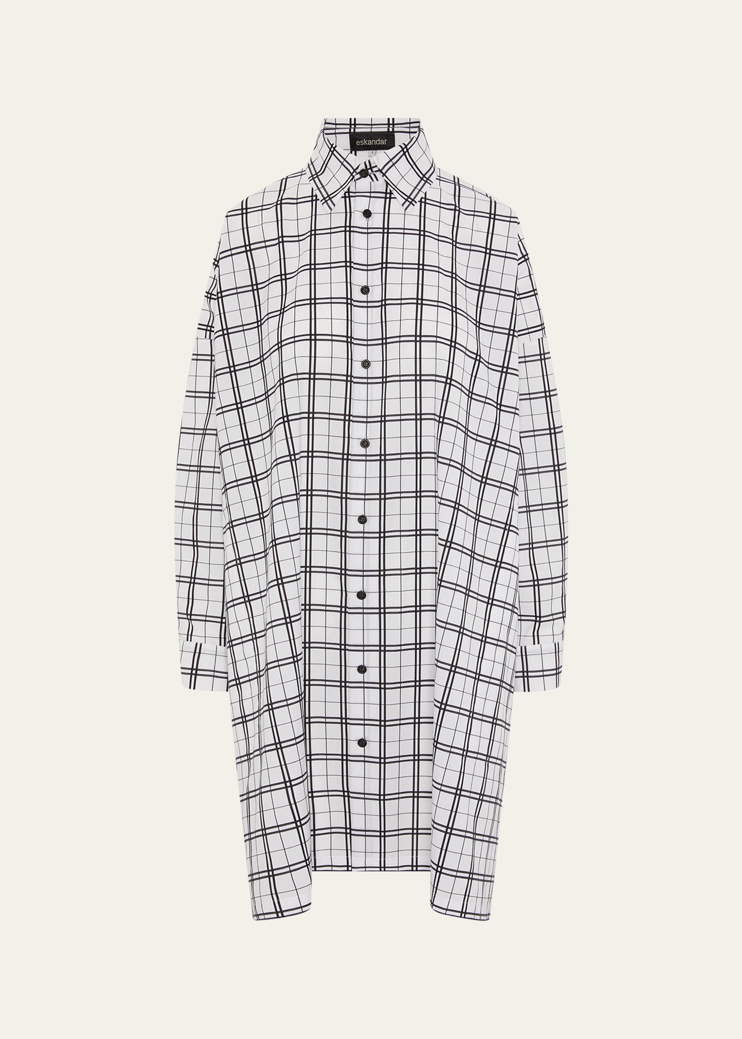 Eskandar Wide Trapeze Plaid-Print Cotton Shirt - Bergdorf Goodman