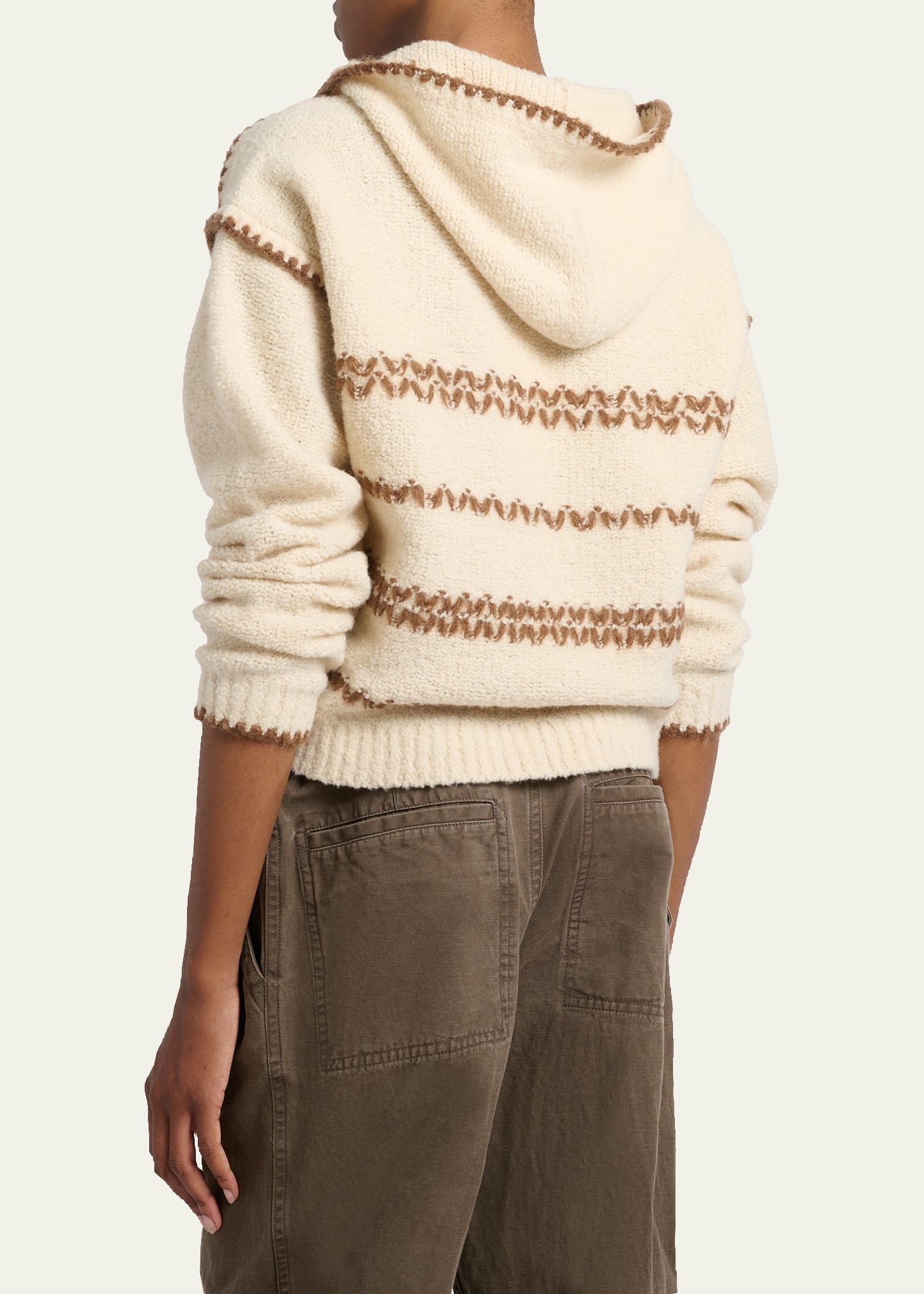 Etoile Isabel Marant Romera Stripe Embroidered Wool-Mohair Hooded