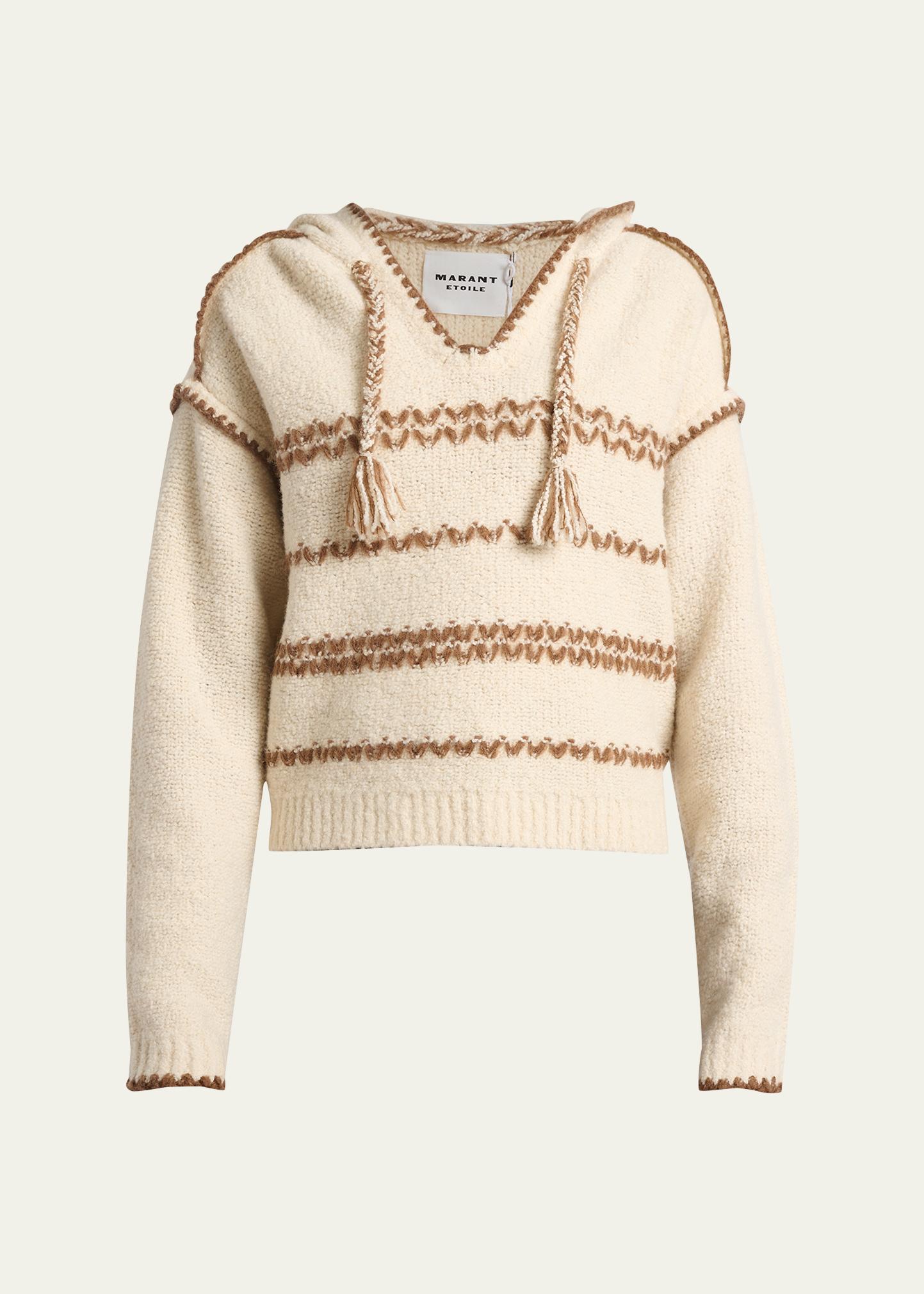Etoile Isabel Marant Romera Stripe Embroidered Wool-Mohair Hooded