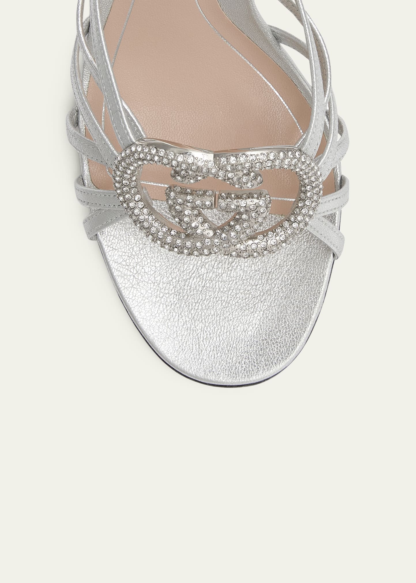 Gucci 85mm Alicia Interlocking G Metallic Leather Sandals