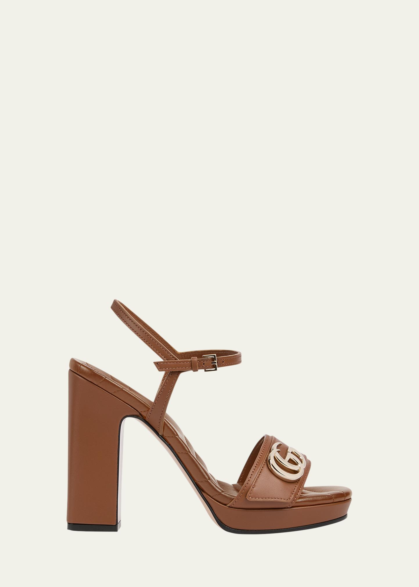 Gucci 95mm GG Marmont Leather Platform Sandals - Bergdorf Goodman