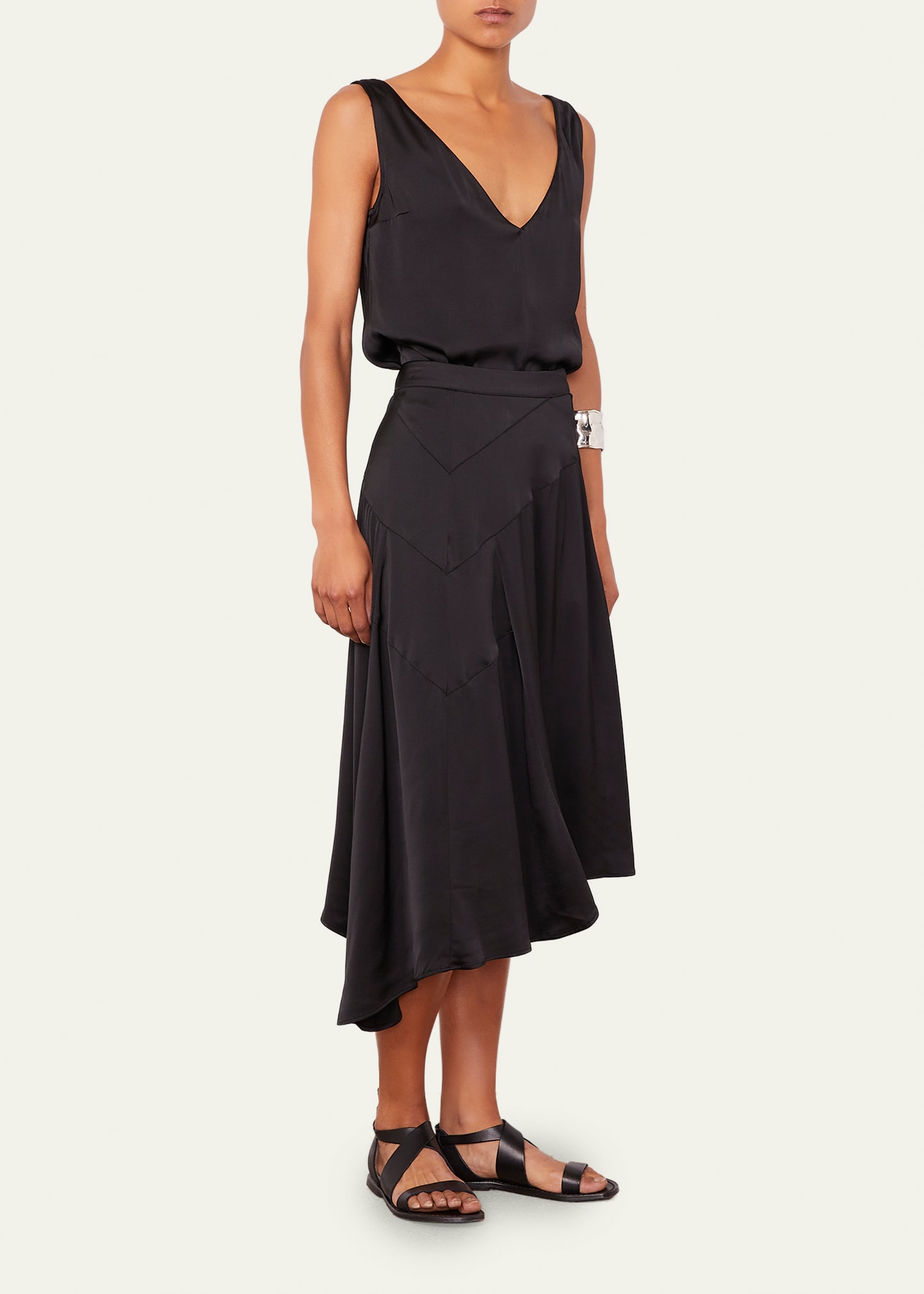 Officine Generale Anisea Flared Asymmetric Midi Skirt - Bergdorf
