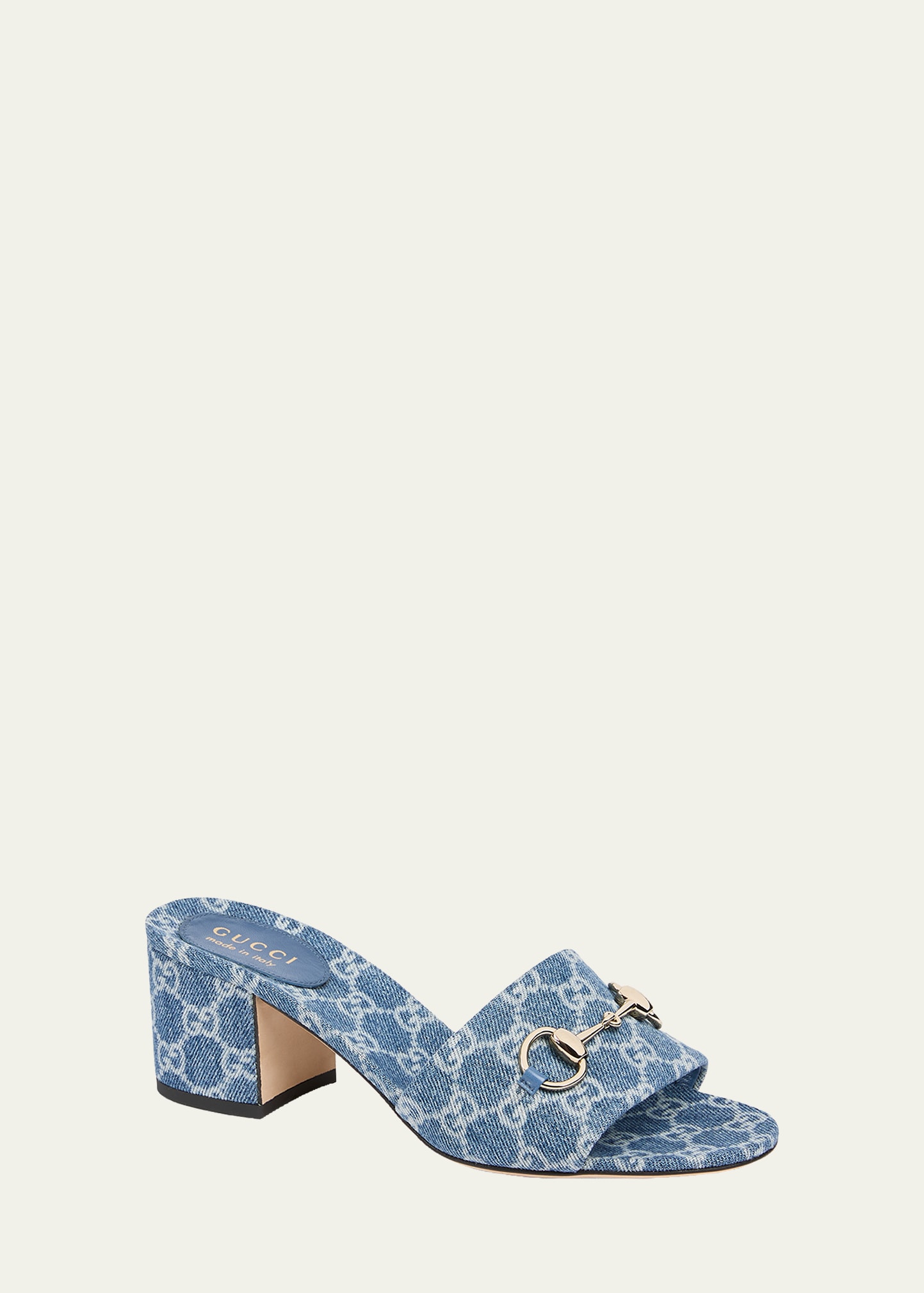 Gucci 55mm Siaga GG Monogram Denim Block-Heel Sandals - Bergdorf
