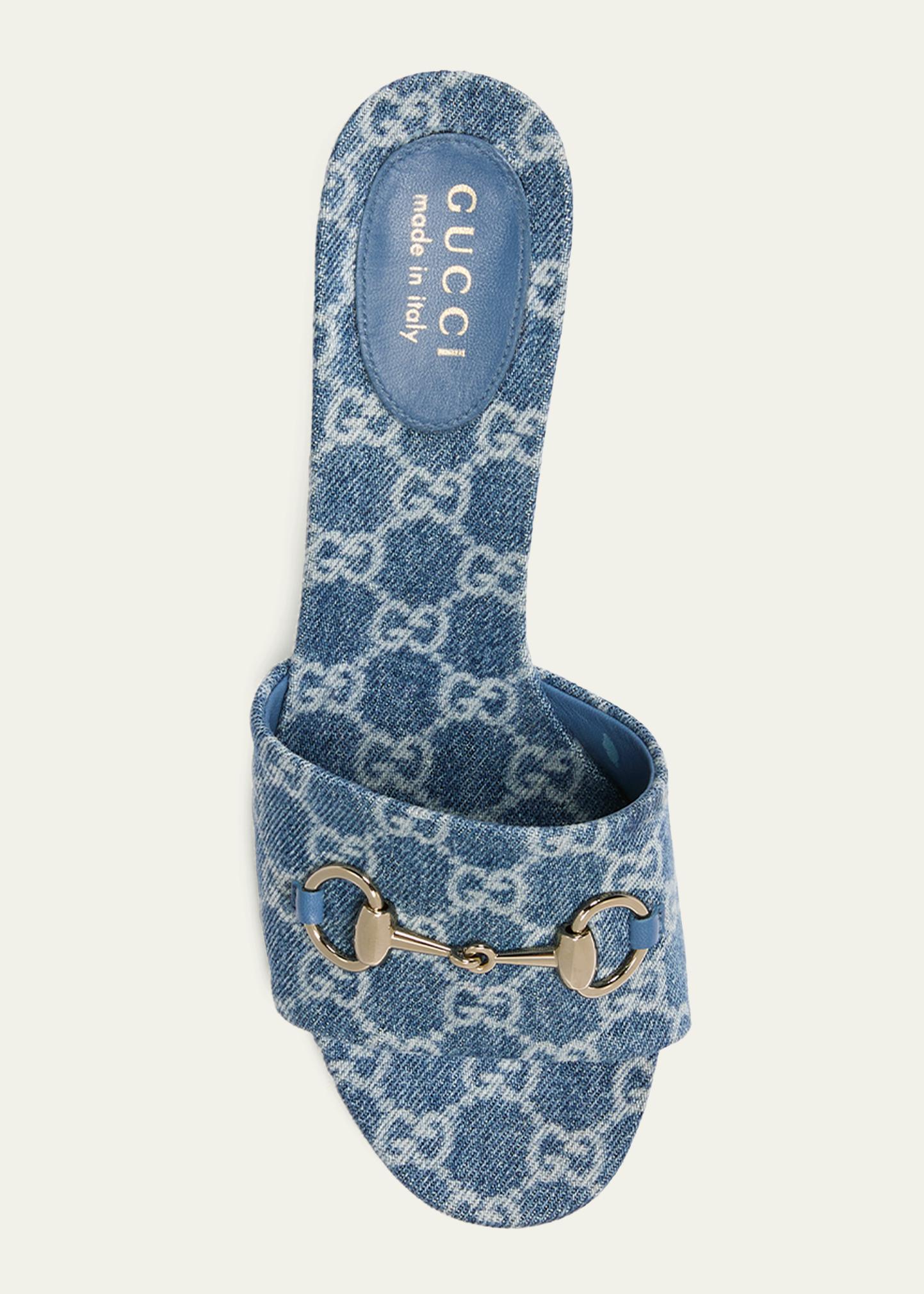 Gucci 55mm Siaga GG Monogram Denim Block-Heel Sandals - Bergdorf