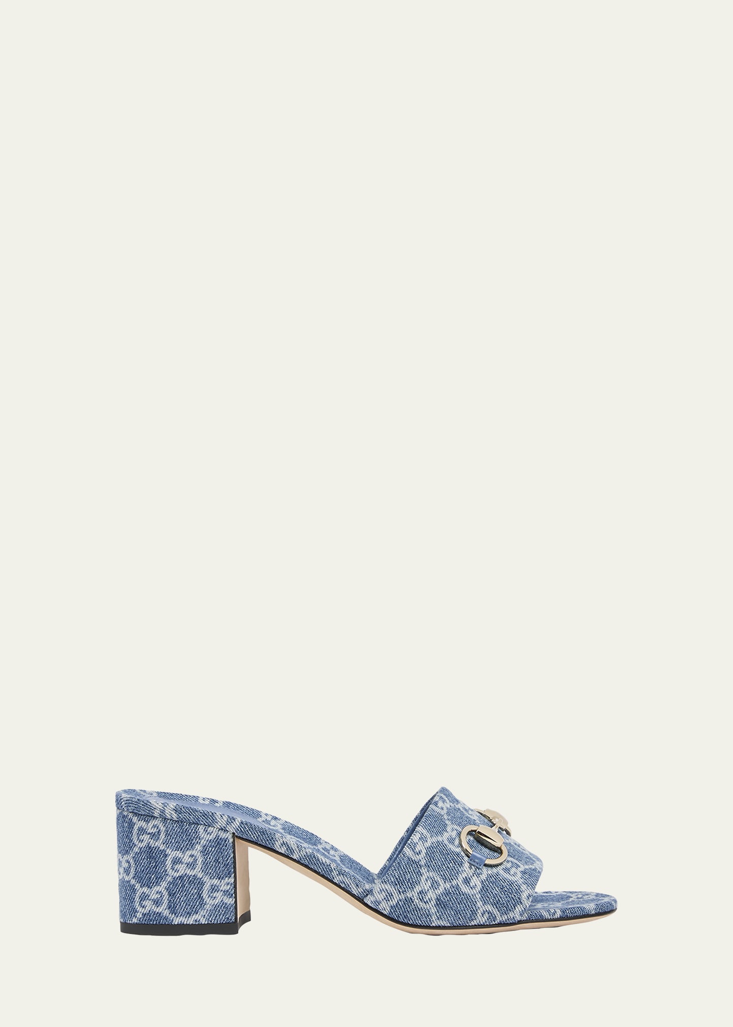Gucci 55mm Siaga GG Monogram Denim Block-Heel Sandals - Bergdorf