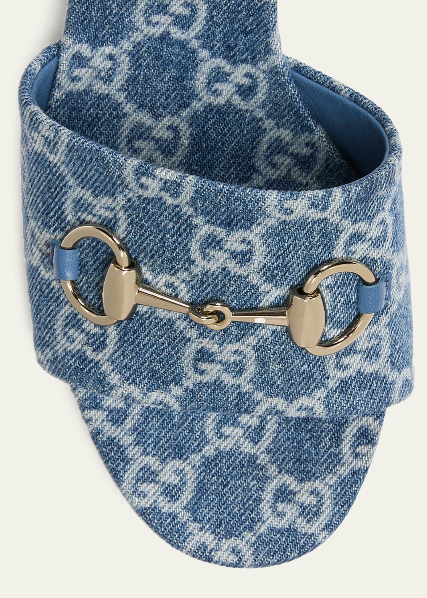 Gucci 55mm Siaga GG Monogram Denim Block-Heel Sandals - Bergdorf
