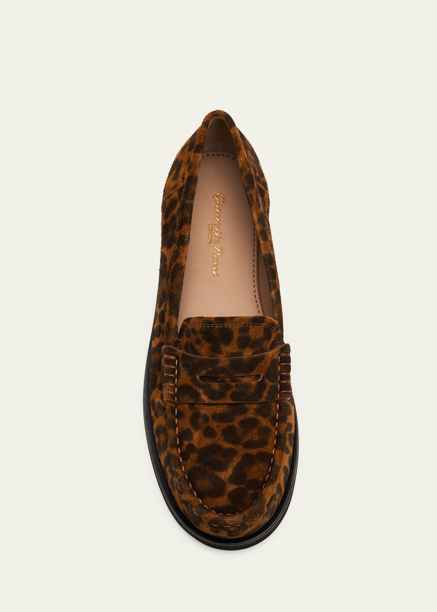 Gianvito Rossi Leopard-Printed Suede Penny Loafers - Bergdorf Goodman