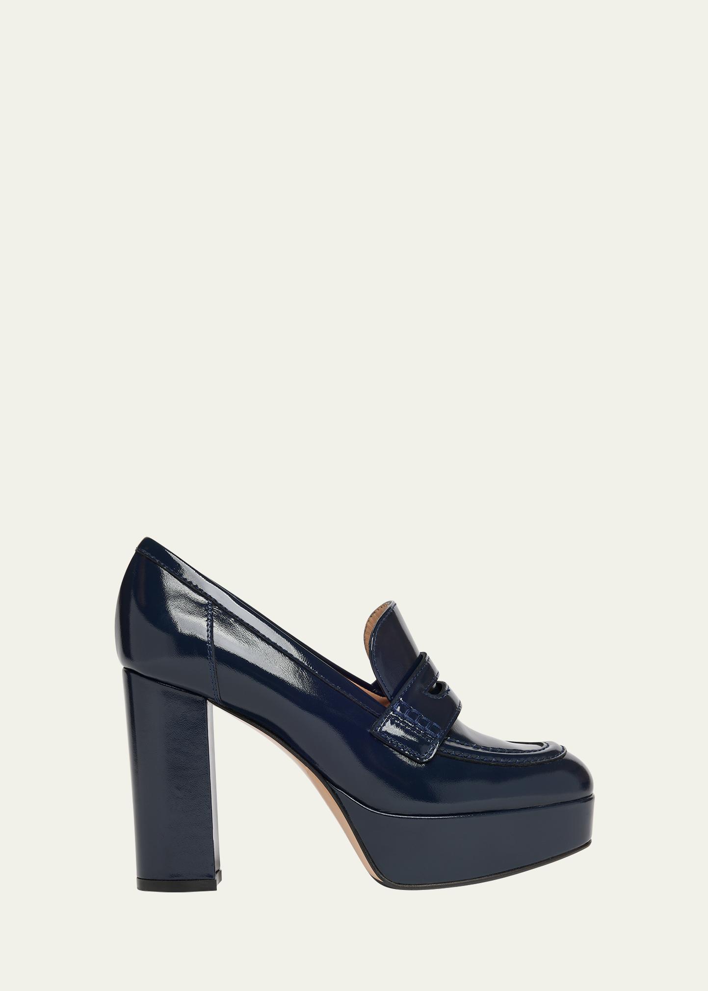 Gianvito Rossi 70mm Patent Platform Penny Loafers - Bergdorf Goodman