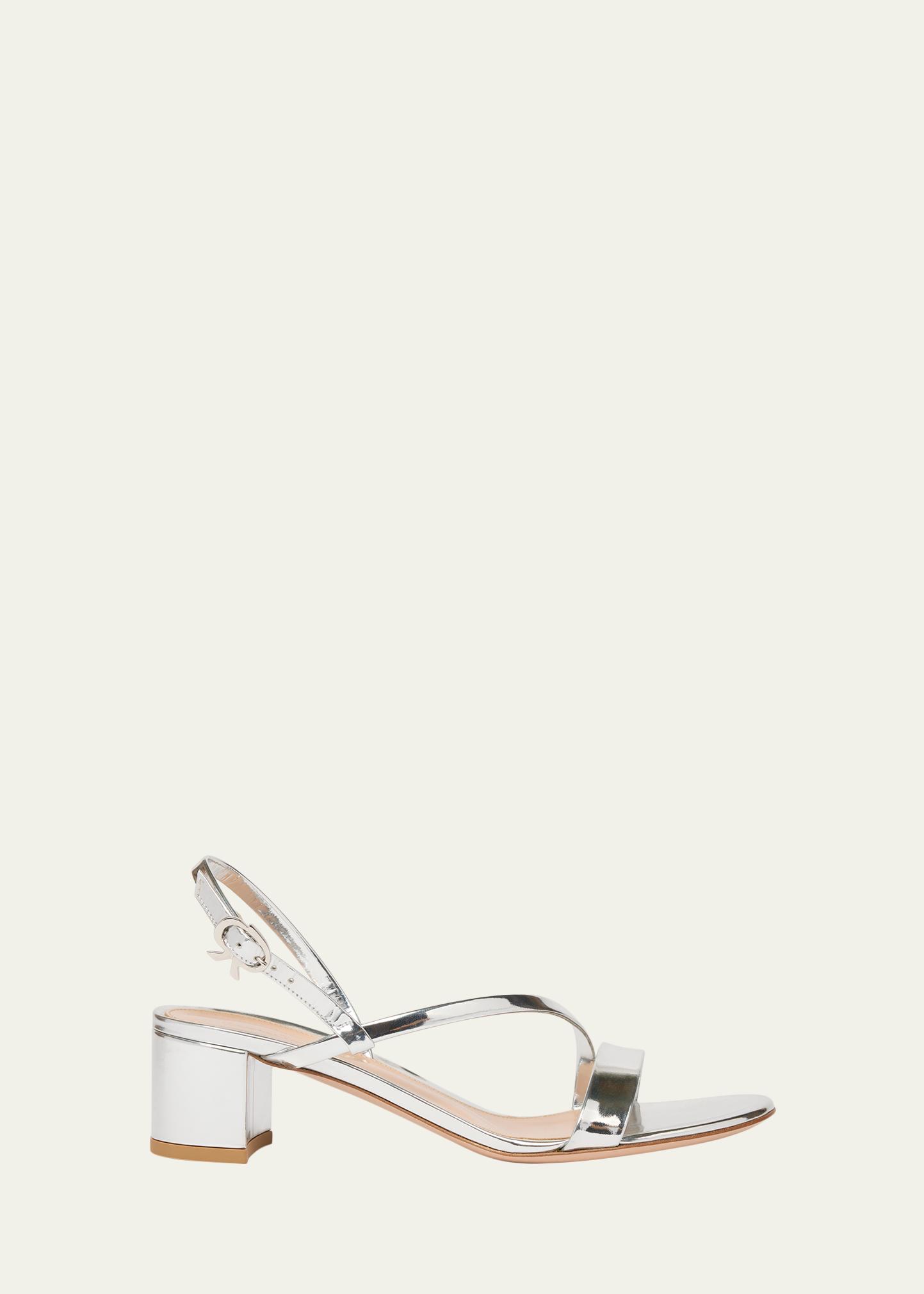 Gianvito Rossi 45mm Betsy Metallic Leather Sandals
