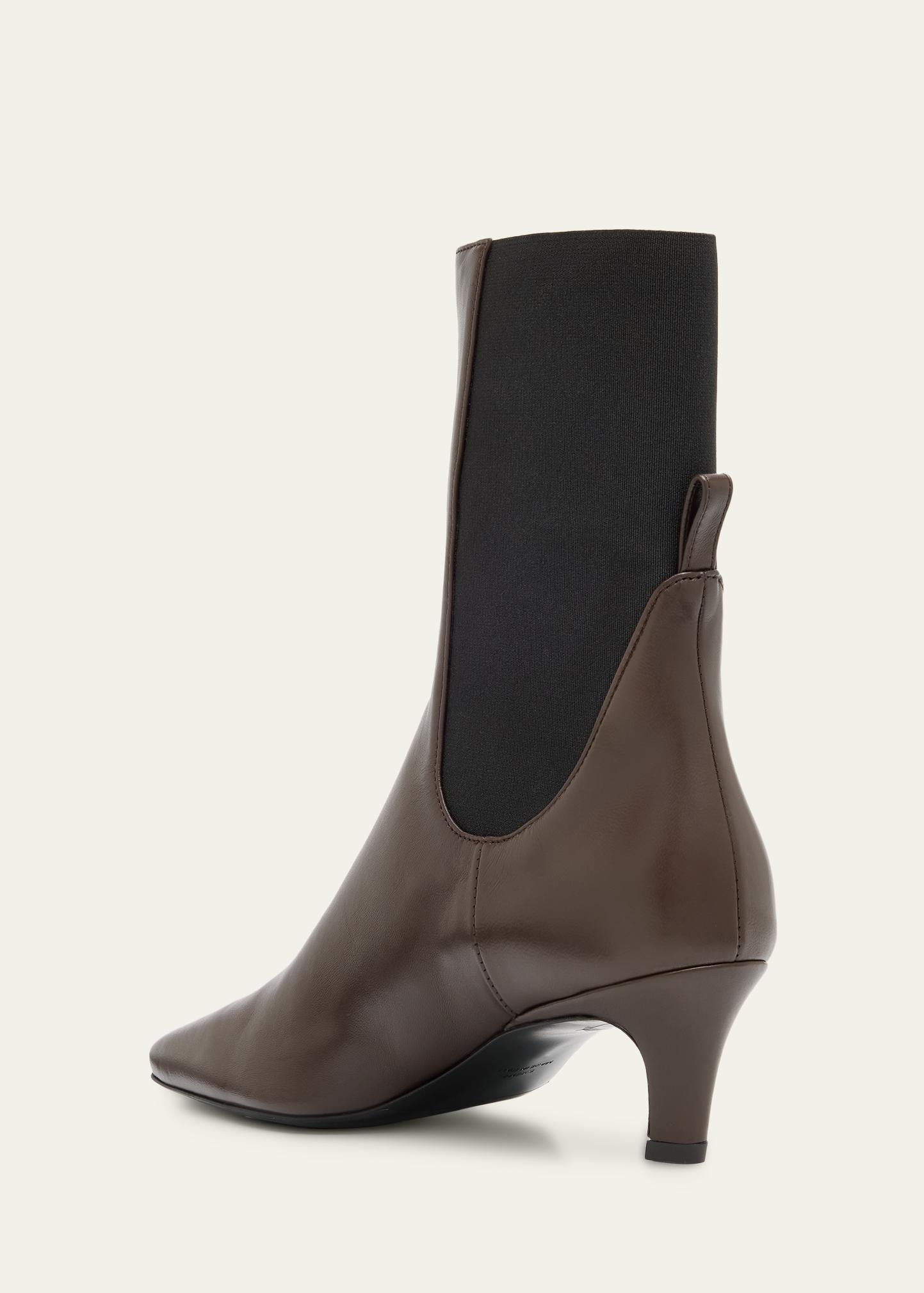 Toteme Leather Mid-Heel Ankle Boots - Bergdorf Goodman