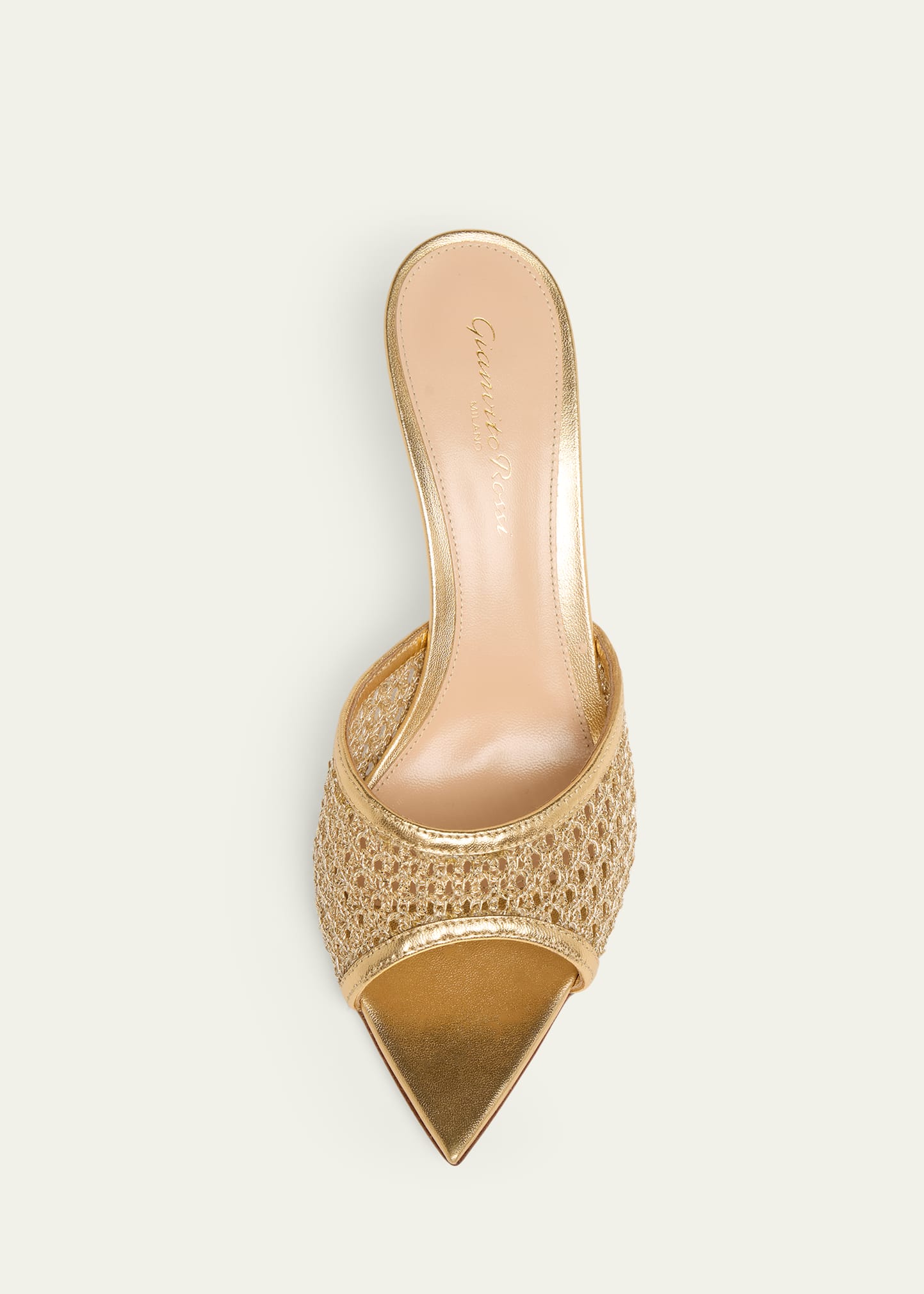Gianvito Rossi 70mm Sienna Metallic Knit Mule Sandals - Bergdorf
