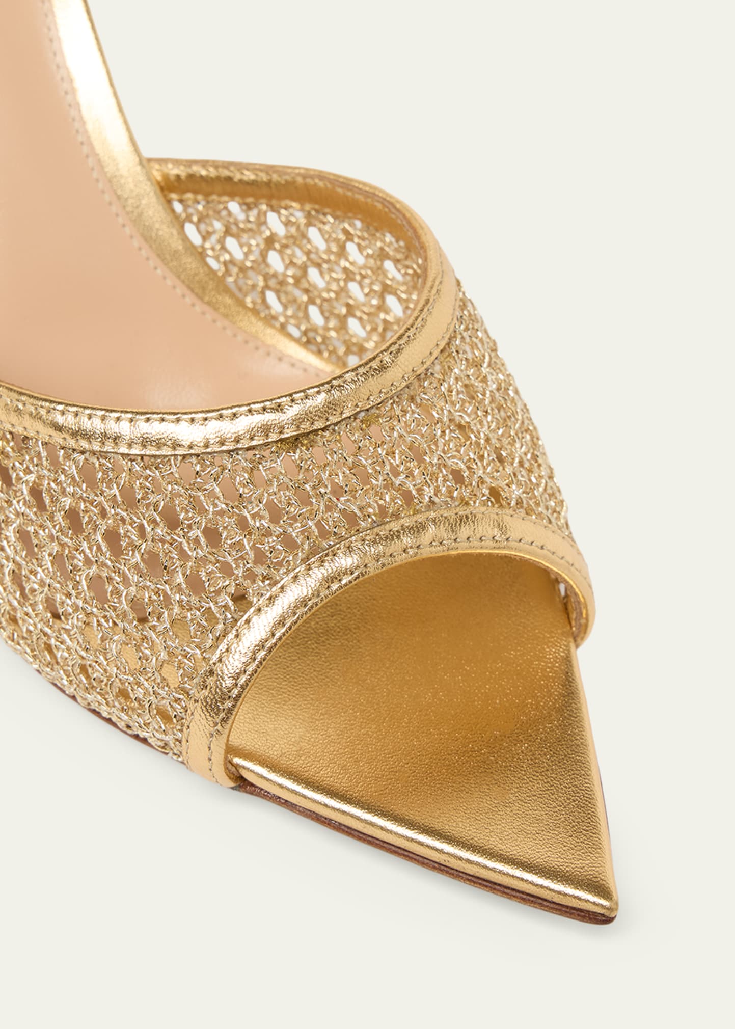 Gianvito Rossi 70mm Sienna Metallic Knit Mule Sandals - Bergdorf