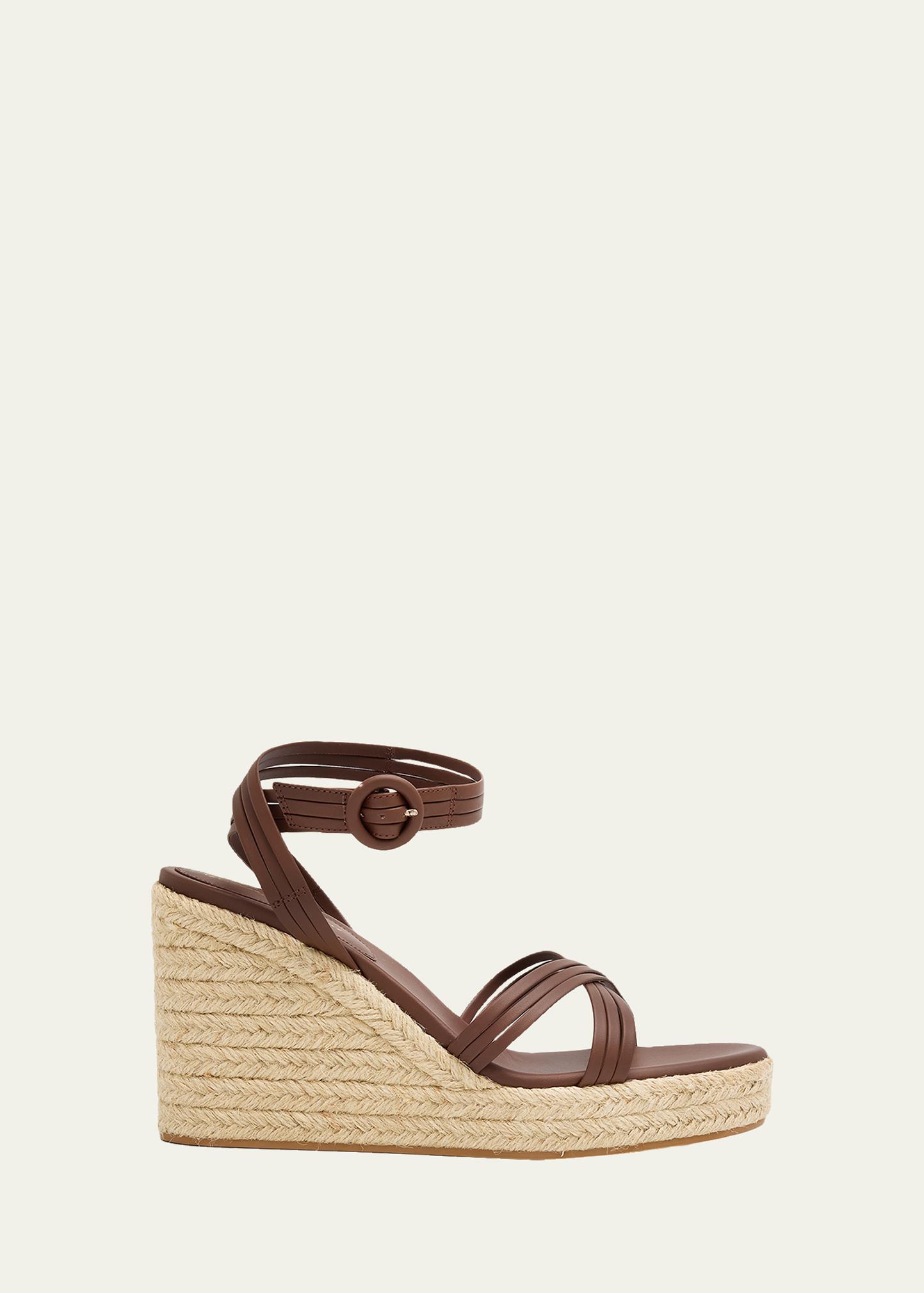 Gianvito Rossi 70mm Strappy Leather Espadrille Platform Sandals 