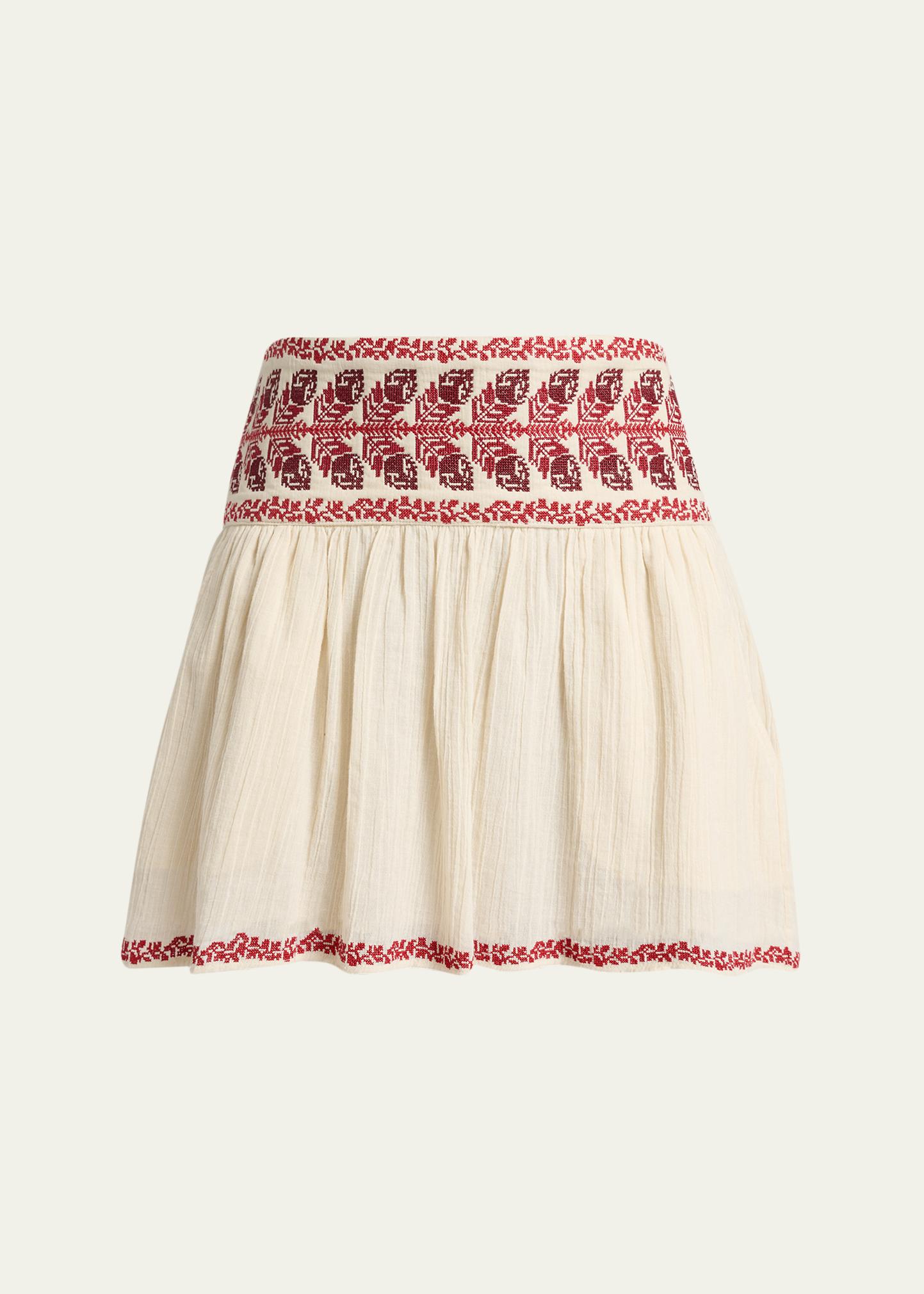 Etoile Isabel Marant Picadilia Embroidered Cotton Gauze Mini Skirt