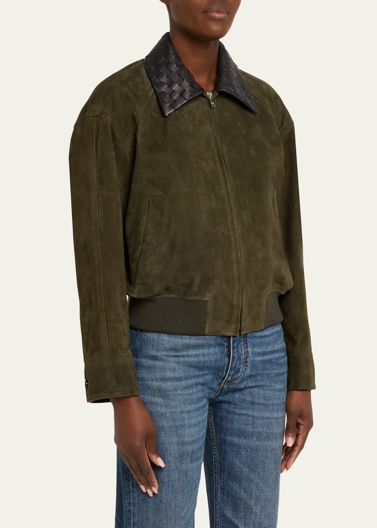 Bottega Veneta Suede Leather Blouson Jacket - Bergdorf Goodman