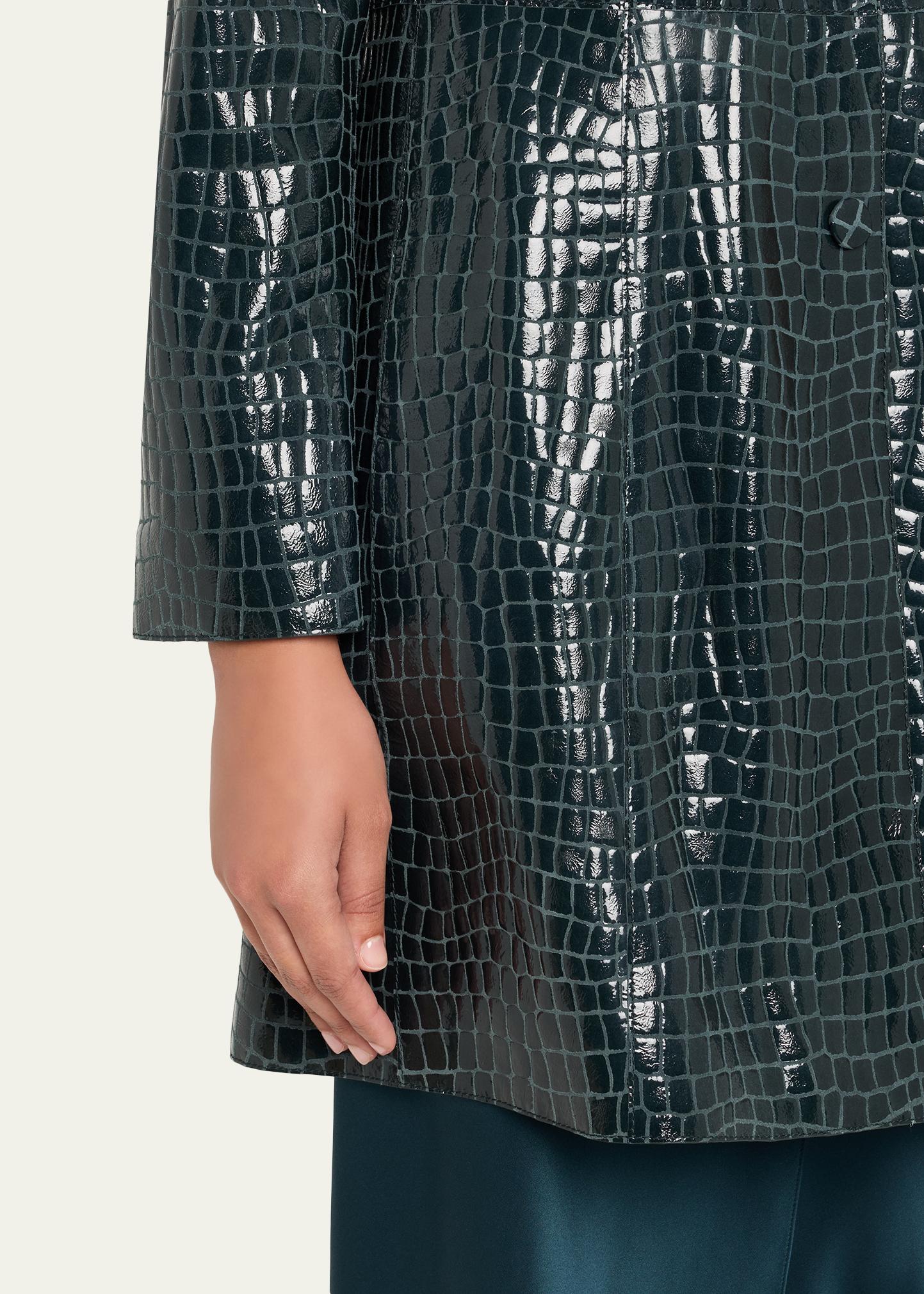 Giorgio Armani Shiny Croc-Print Leather Trench Coat - Bergdorf Goodman