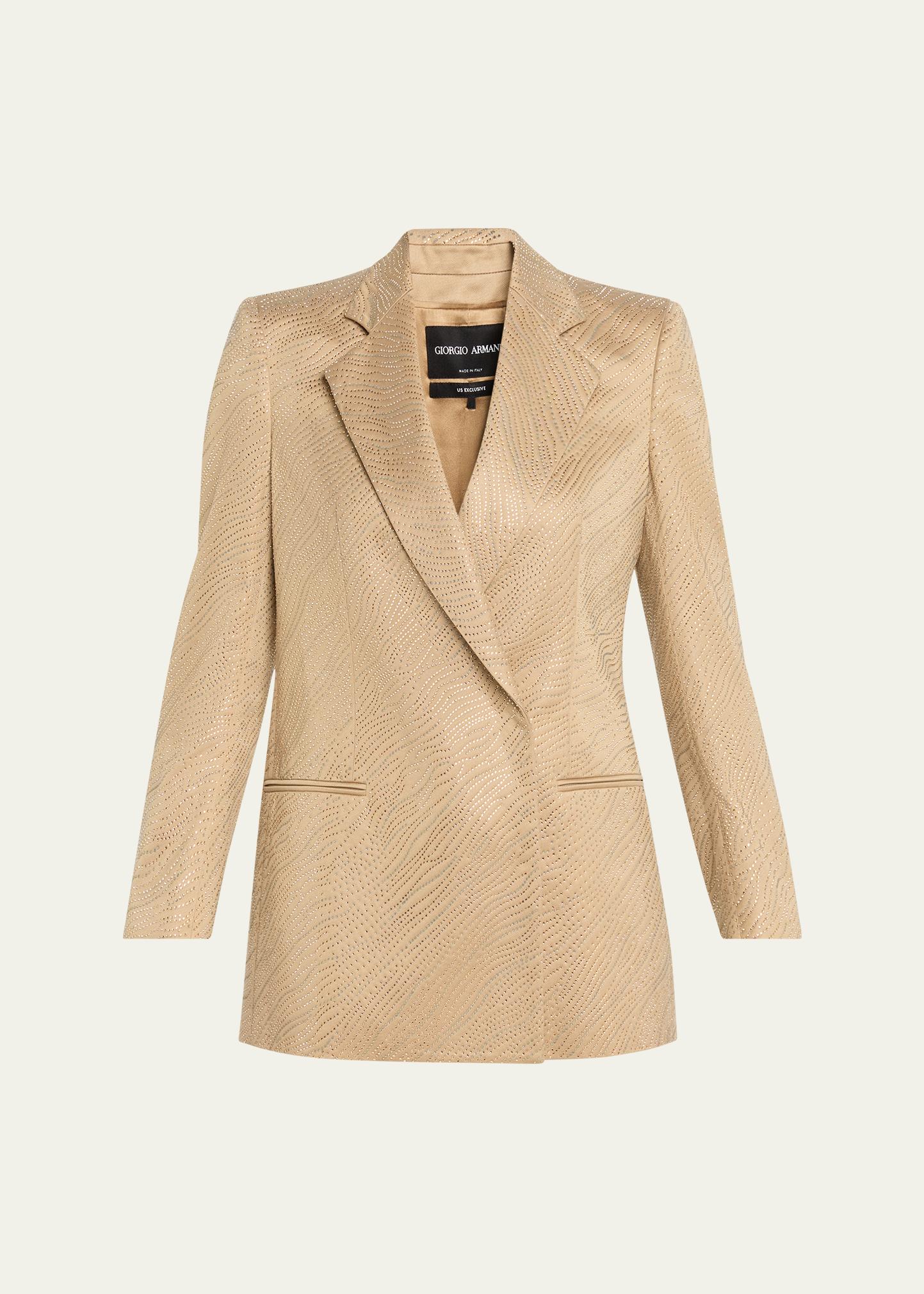 【Giorgio Armani】ベージュジャケット 38 Giorgio Armani Embellished Satin Double-Breasted Jacket - Bergdorf