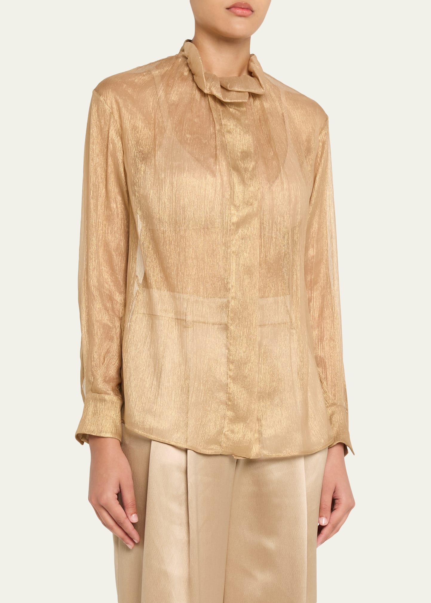 Giorgio Armani Metallic Silk Button-Down Shirt - Bergdorf Goodman