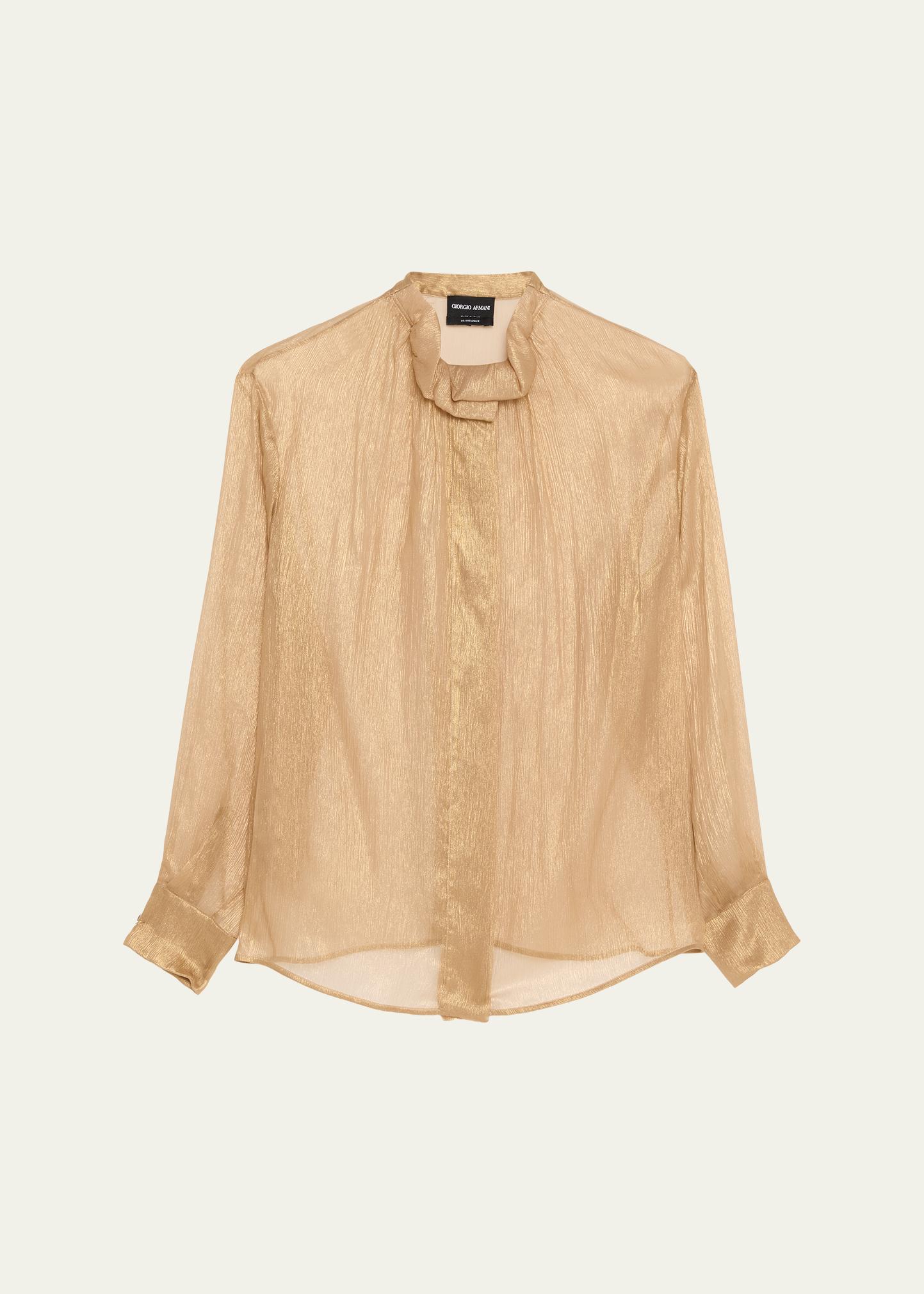 Giorgio Armani Metallic Silk Button-Down Shirt - Bergdorf Goodman