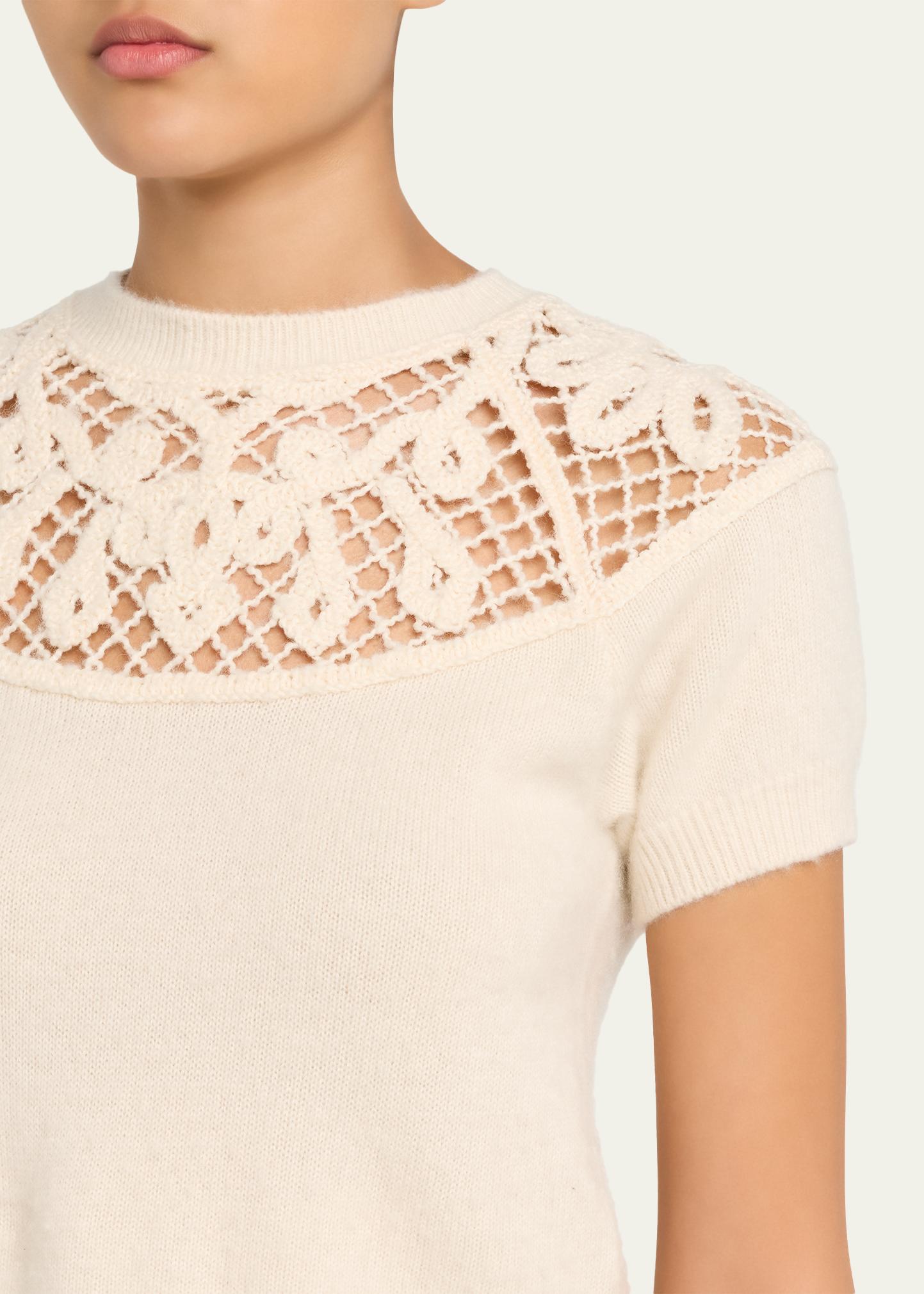 FRAME The Lace Gathered Sweater - Bergdorf Goodman