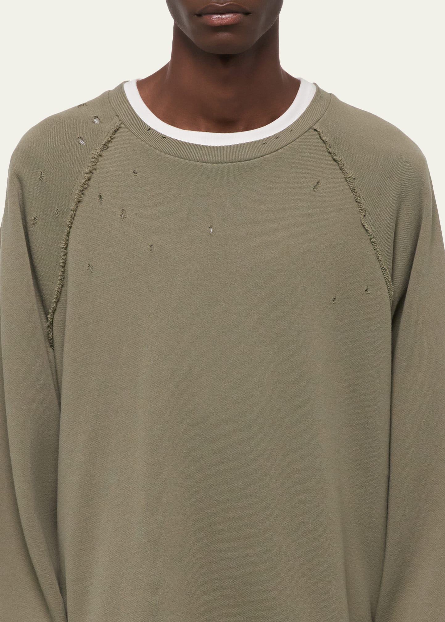 Helmut Lang Men's Destroyed Cotton Crewneck Sweatshirt - Bergdorf