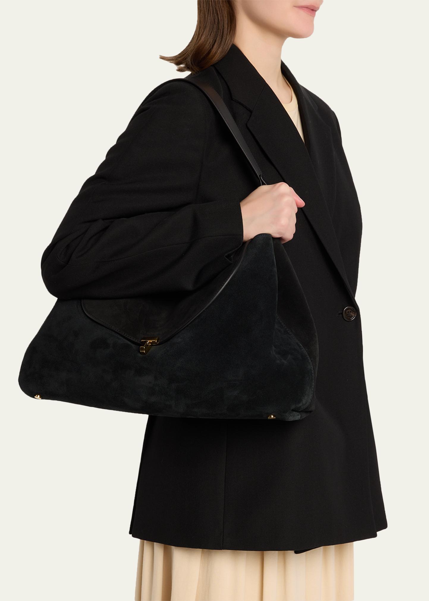 Toteme T-Lock Suede Shoulder Bag - Bergdorf Goodman