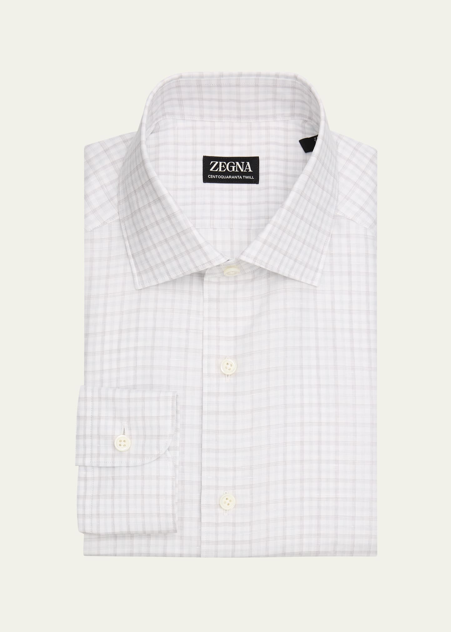 ZEGNA Men's Plaid Cotton-Linen Shirt - Bergdorf Goodman