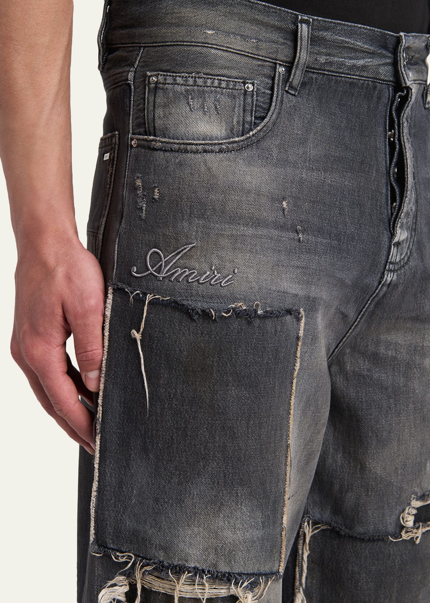 Amiri Men's Distressed Stretch Straight-Fit Jeans - Bergdorf Goodman