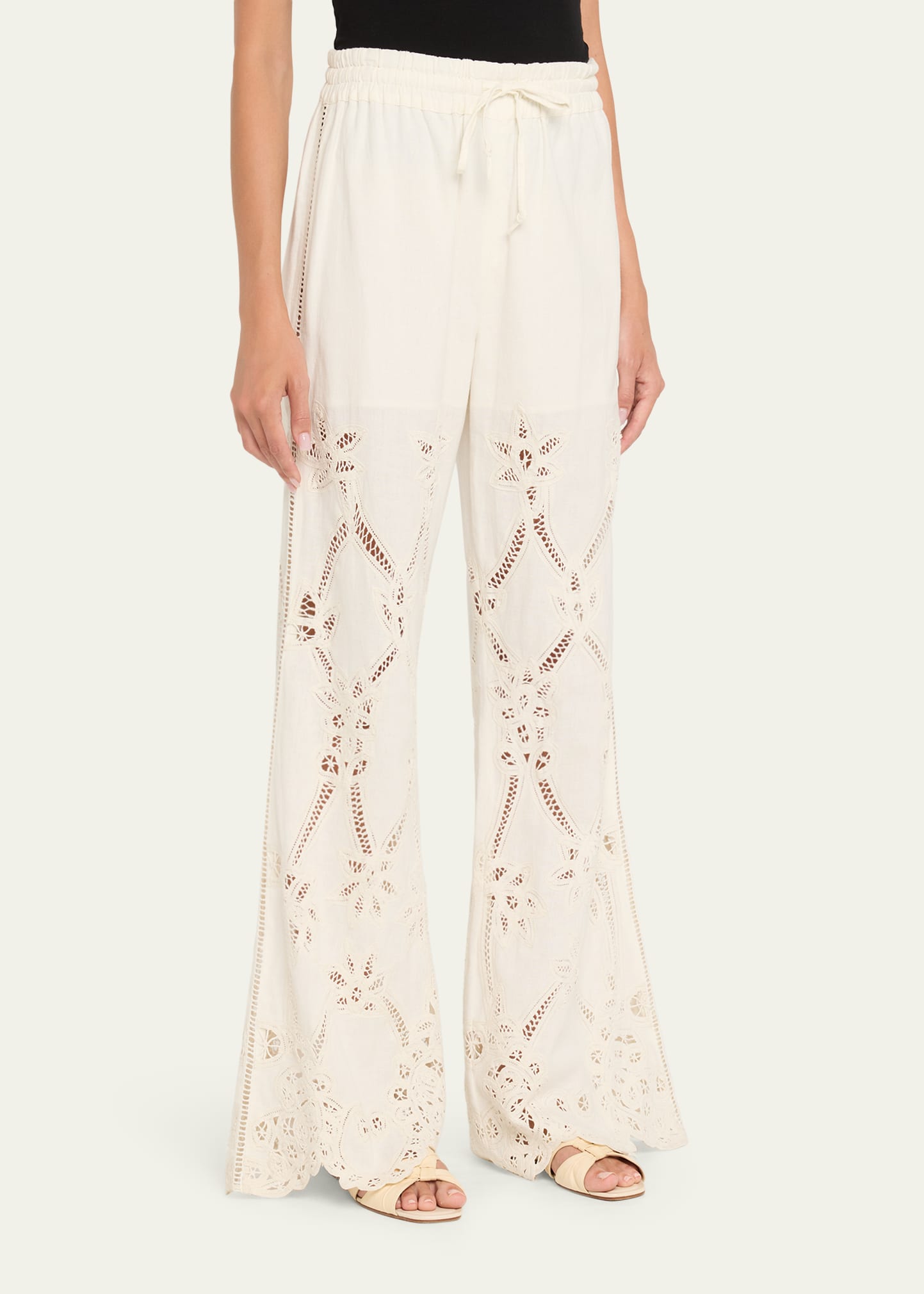 Veronica Beard Daisy Wide-Leg Eyelet Pants - Bergdorf Goodman