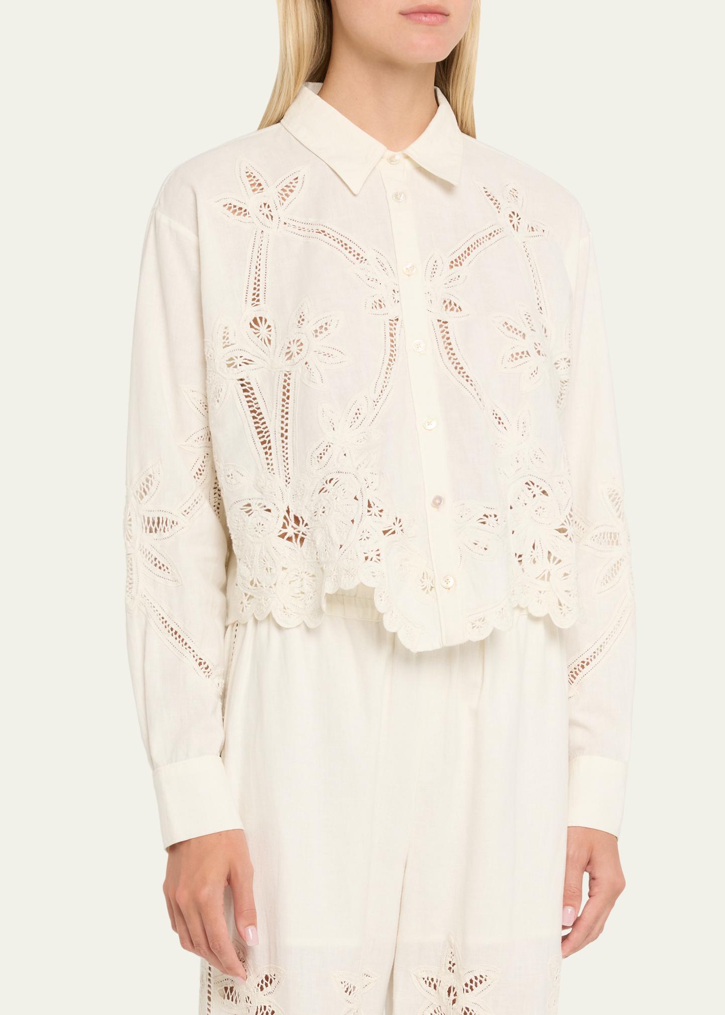 Veronica Beard Aderes Eyelet Button-Front Shirt - Bergdorf Goodman