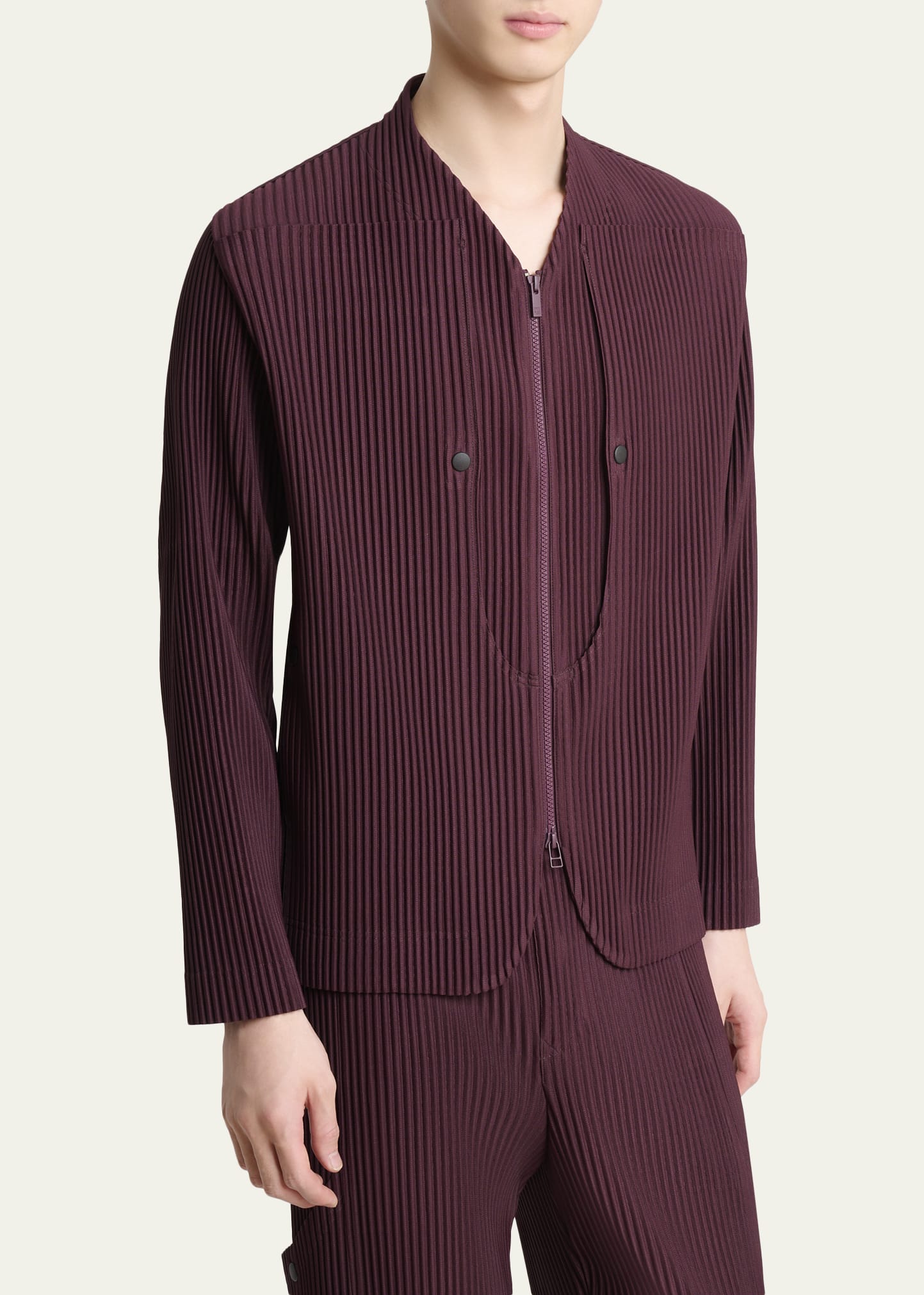 Homme Plisse Issey Miyake Men's Quarry Pleated Full-Zip Jacket
