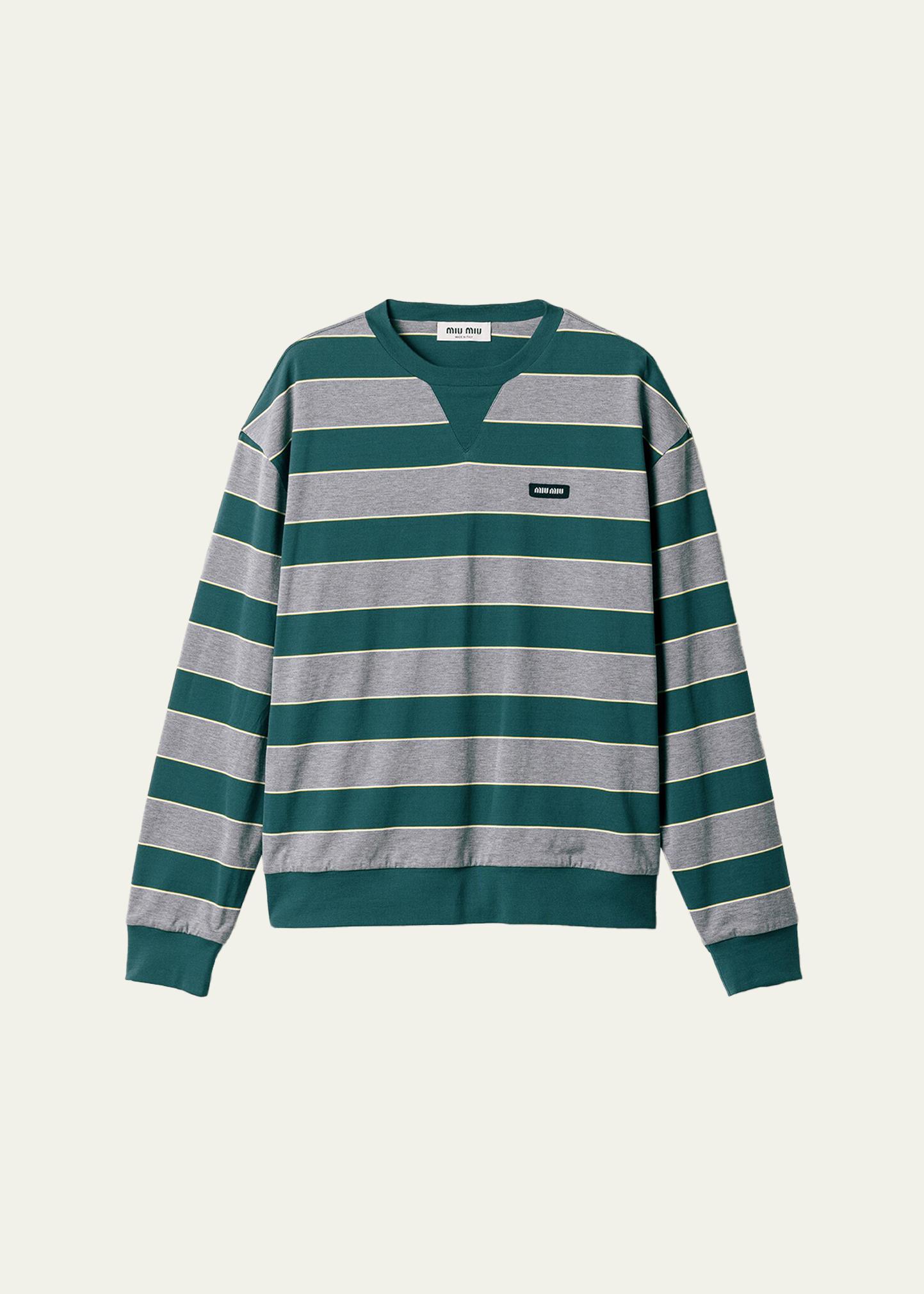Miu Miu Striped Oversized Long-Sleeve T-Shirt - Bergdorf Goodman