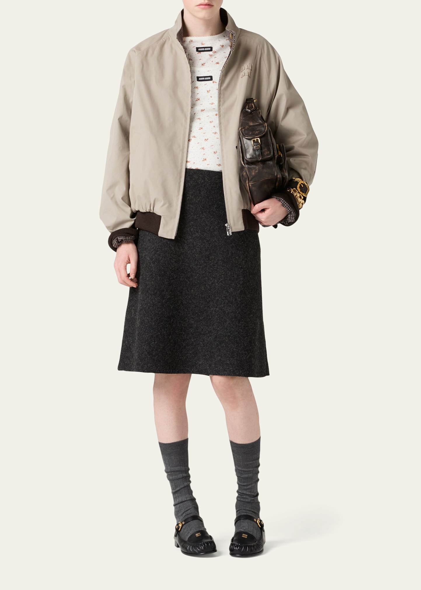 Miu Miu Reversible Houndstooth Zip Jacket - Bergdorf Goodman