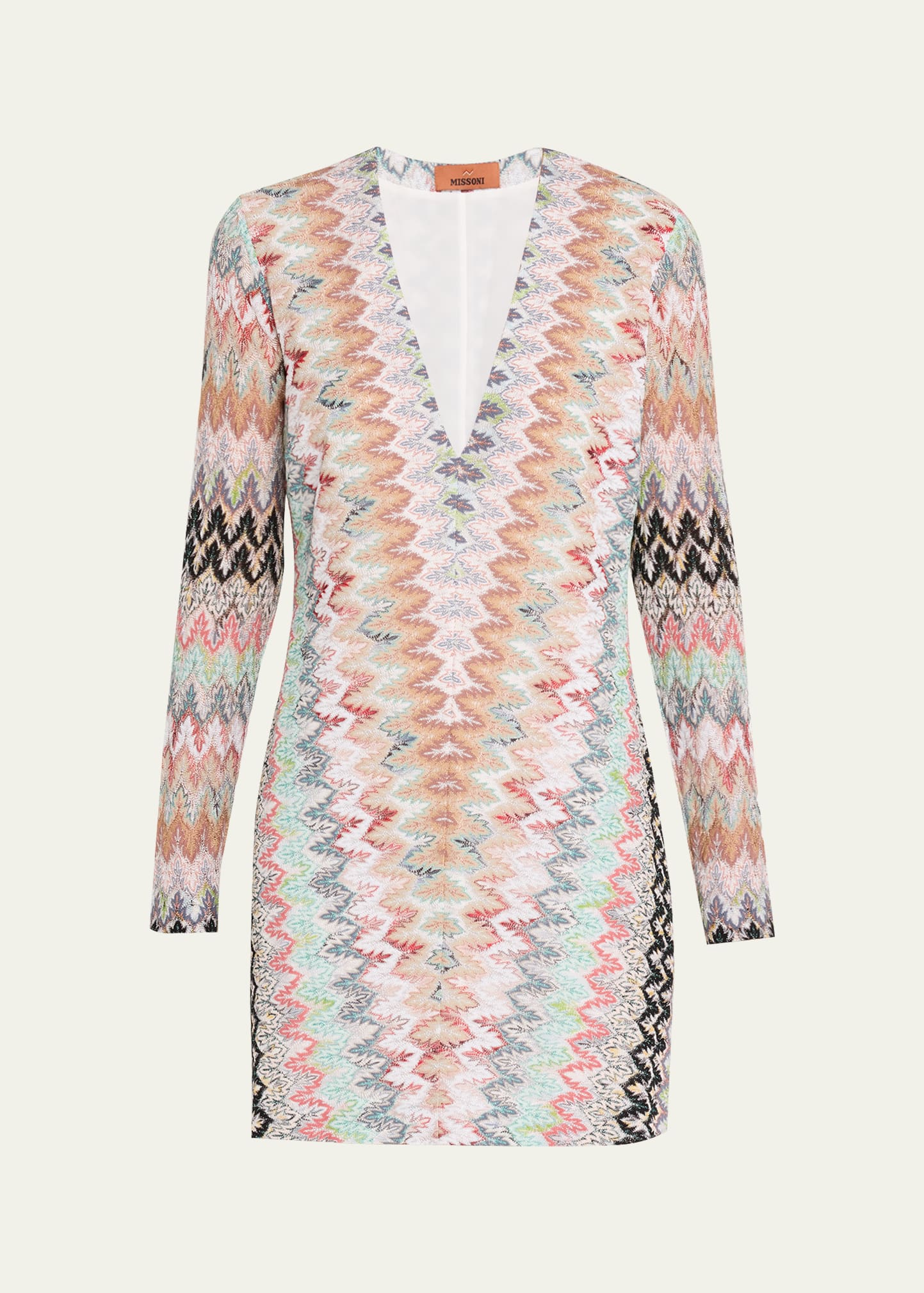Missoni Plunging Metallic Zigzag Long-Sleeve Mini Dress - Bergdorf Goodman