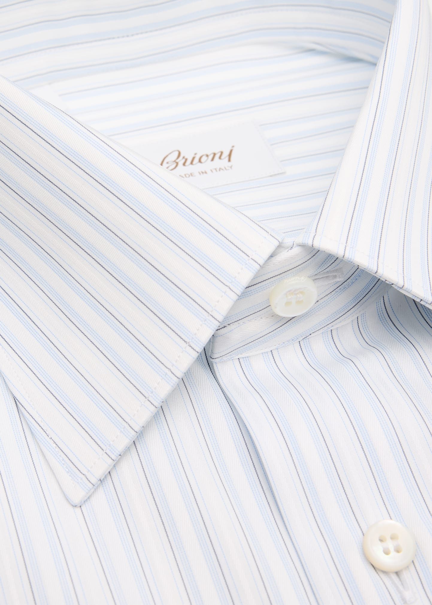 brioni dress shirt Brioni Shirt Brunico Size 16 White Broken Stripe 03SH0938