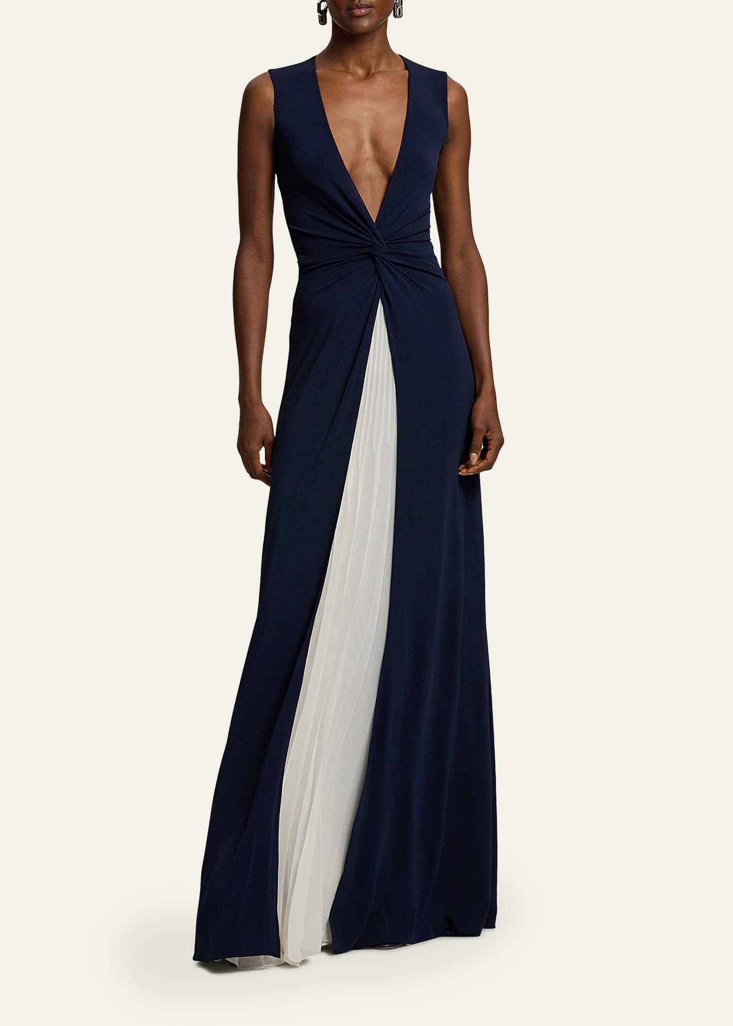 evening dresses ralph lauren Women's Petite & Jumpsuits neck and a twisted knot at the waist. Briar Metallic Organza Evening Dress