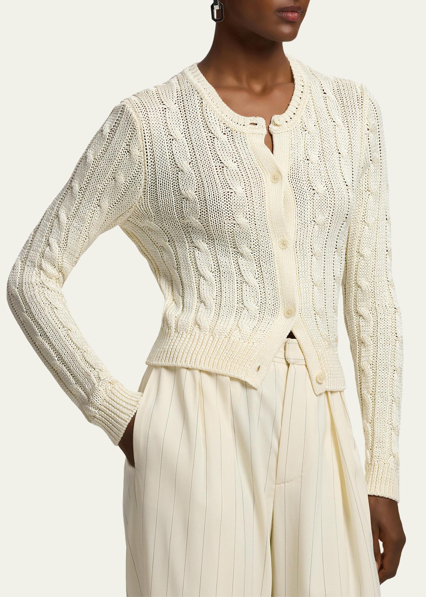 Ralph Lauren Collection High-Shine Cable-Knit Silk Cropped