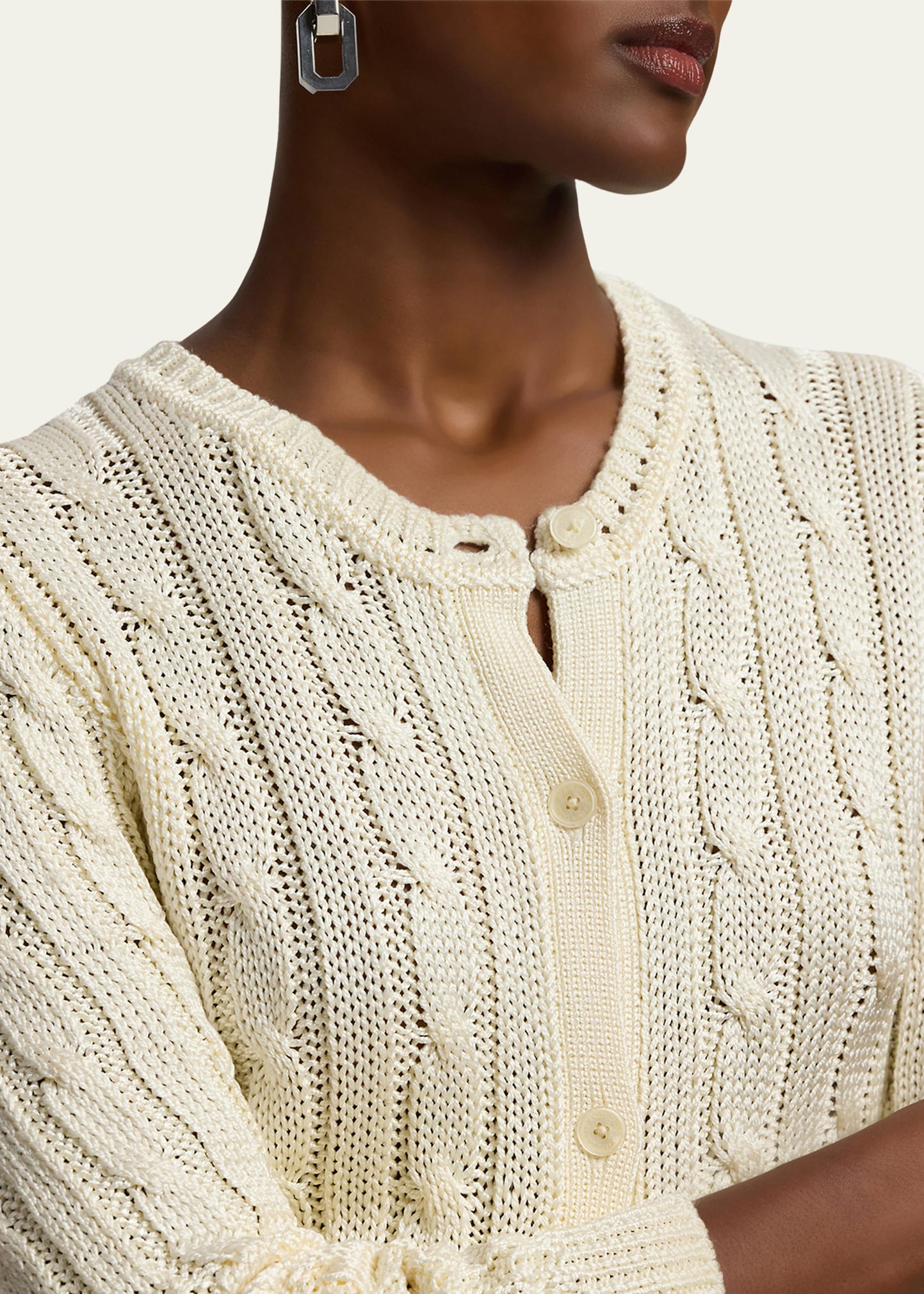 Ralph Lauren Collection High-Shine Cable-Knit Silk Cropped