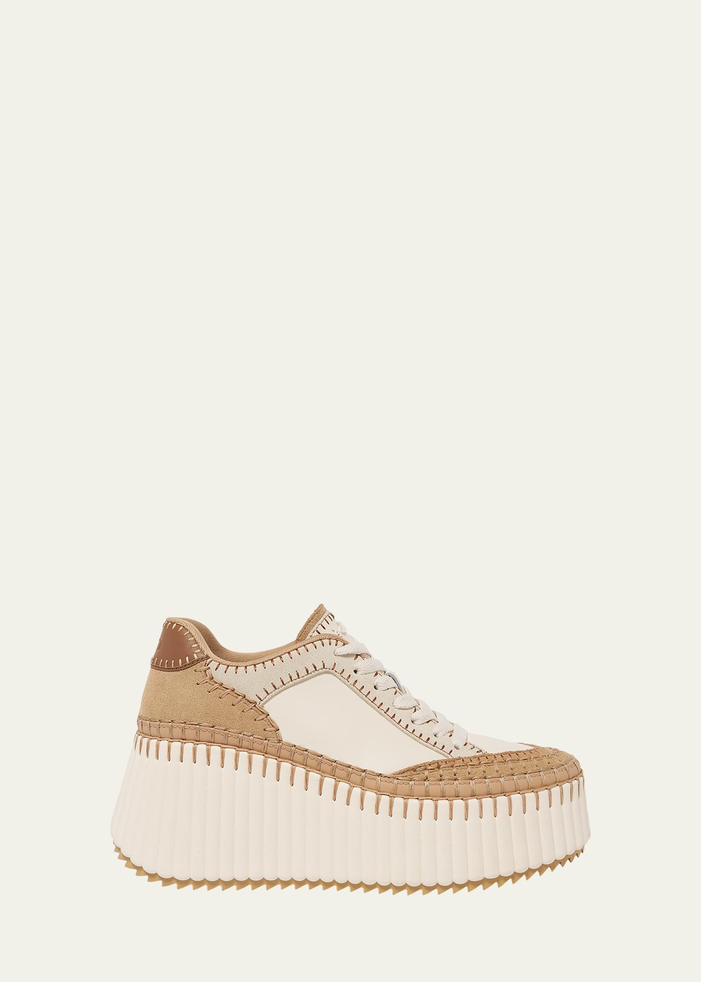 Chloé Nama Mixed Leather Platform Sneakers - Bergdorf Goodman
