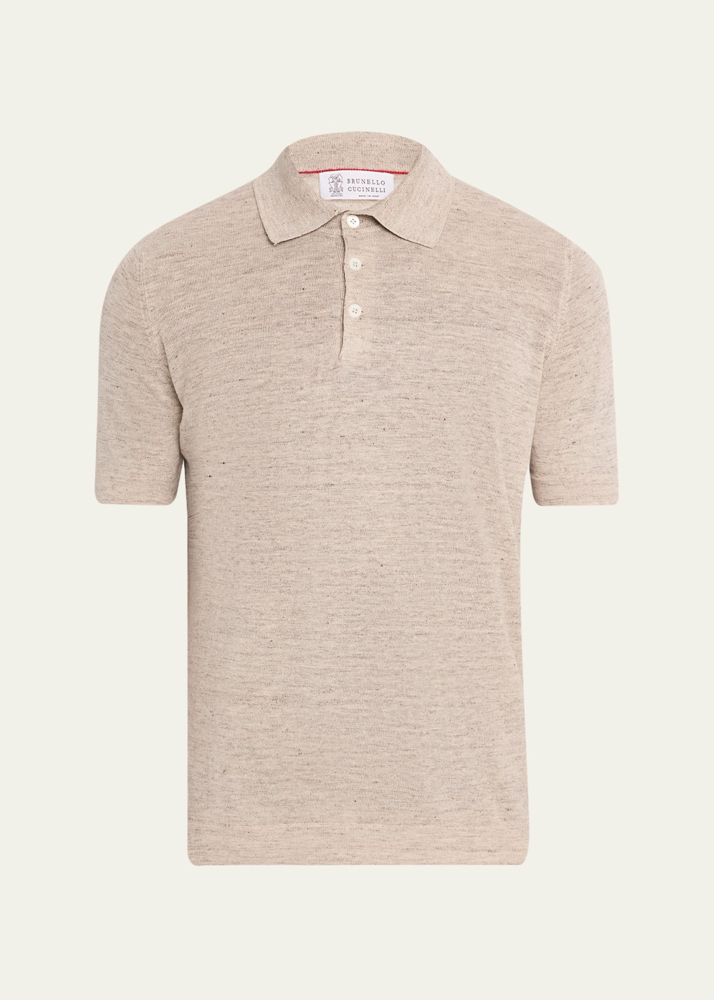 Brunello Cucinelli Men's Linen and Cotton Heathered Polo Shirt