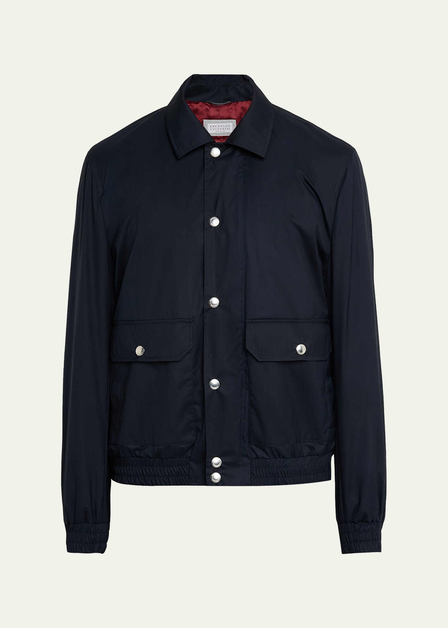 Brunello Cucinelli Men's Bonded Silk and Virgin Wool Shirt Jacket