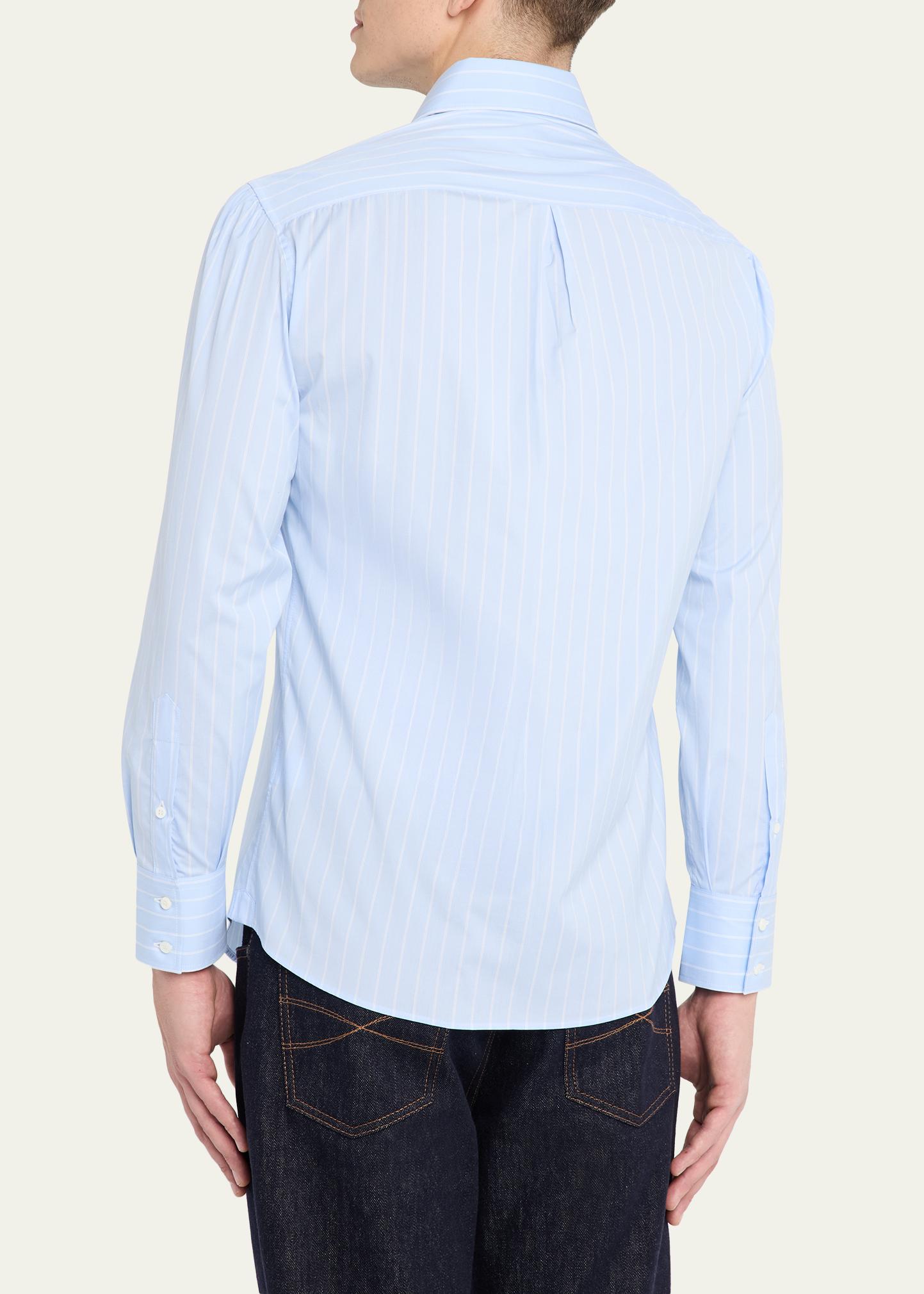 Brunello Cucinelli Men's Pinstripe Cotton Button-Down Shirt