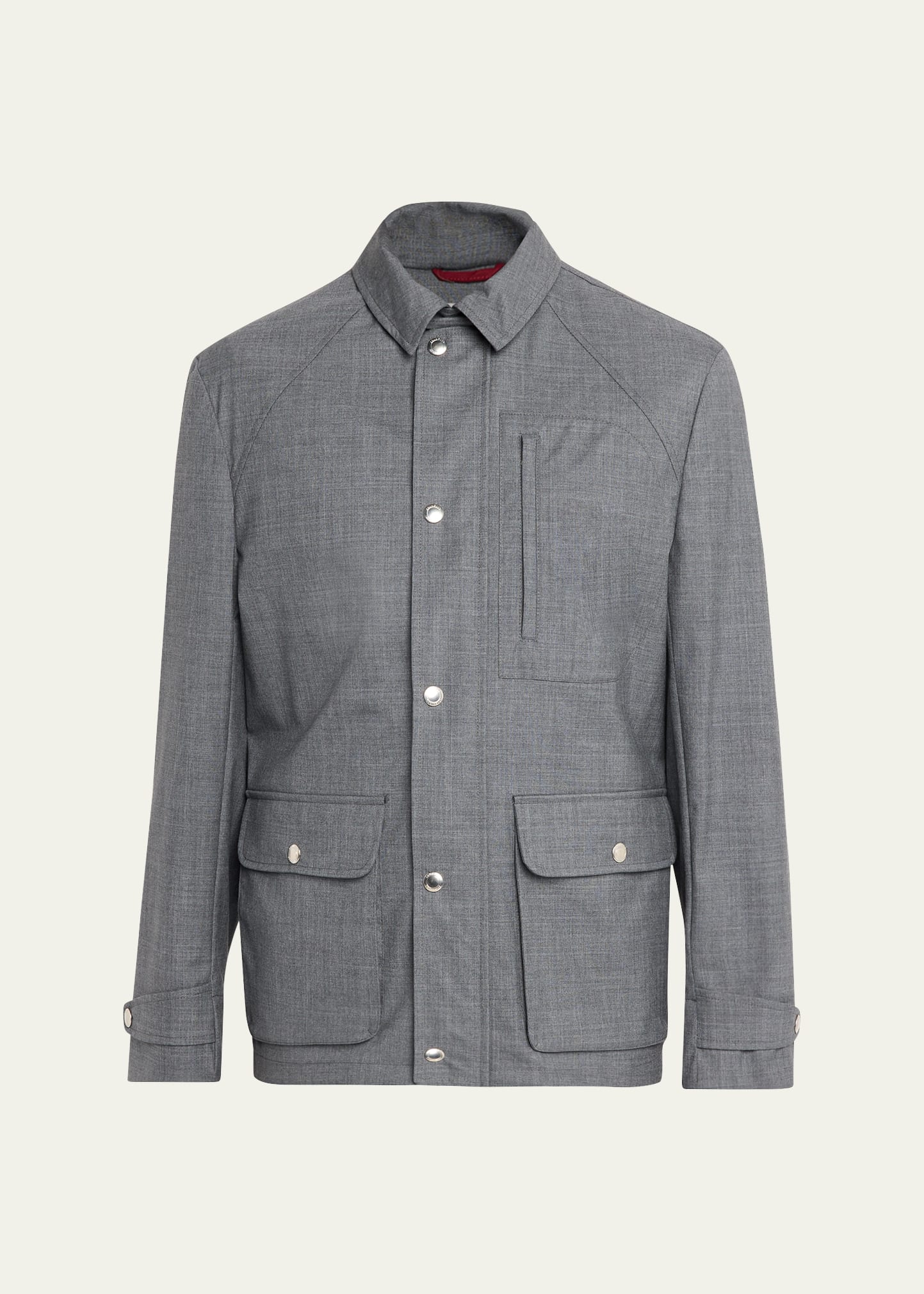Brunello Cucinelli Men's Water-Resistant Wool Shirt Jacket
